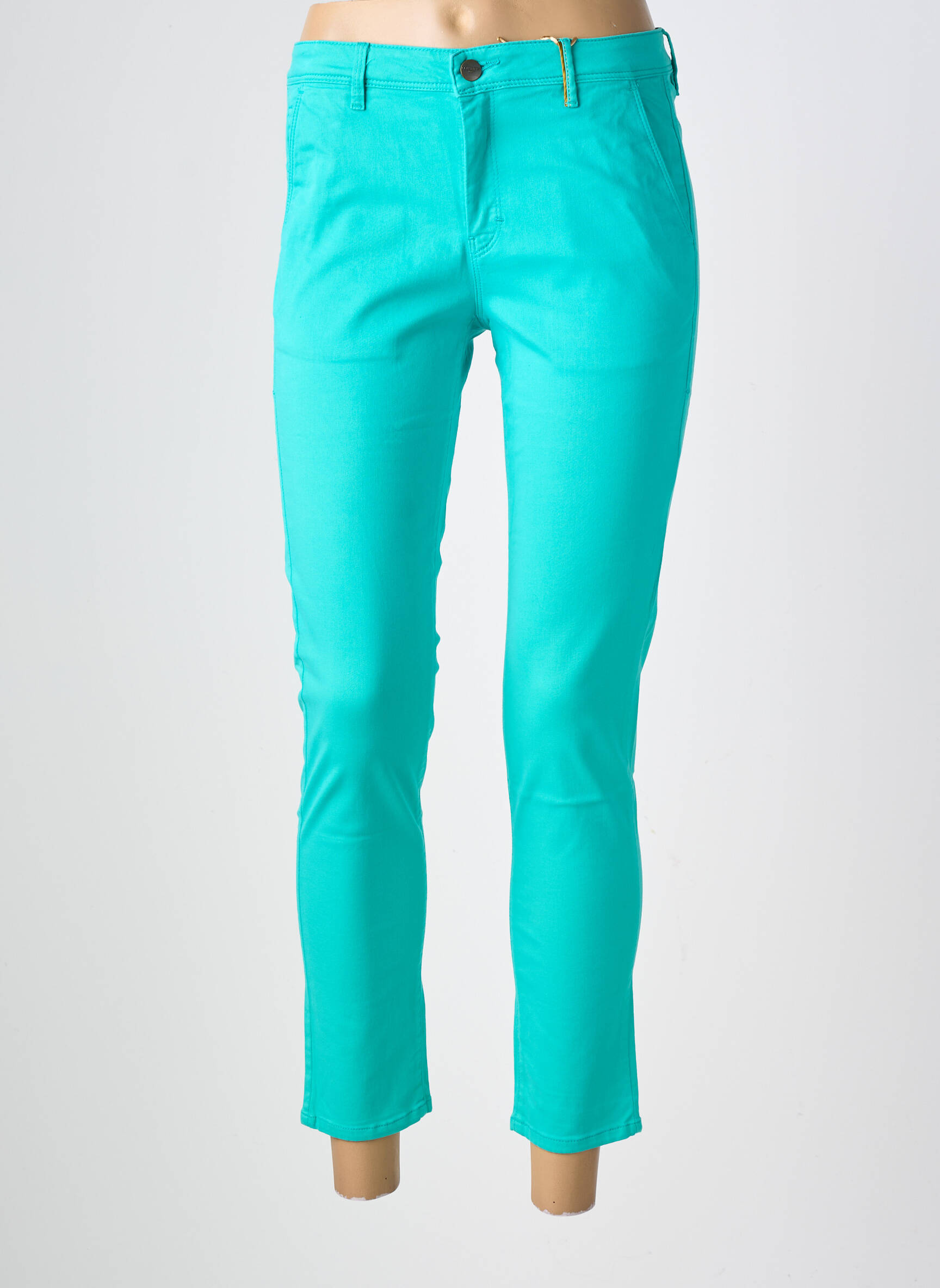 Pantalon chino tissage popeline taille normale vert COUTURIST femme