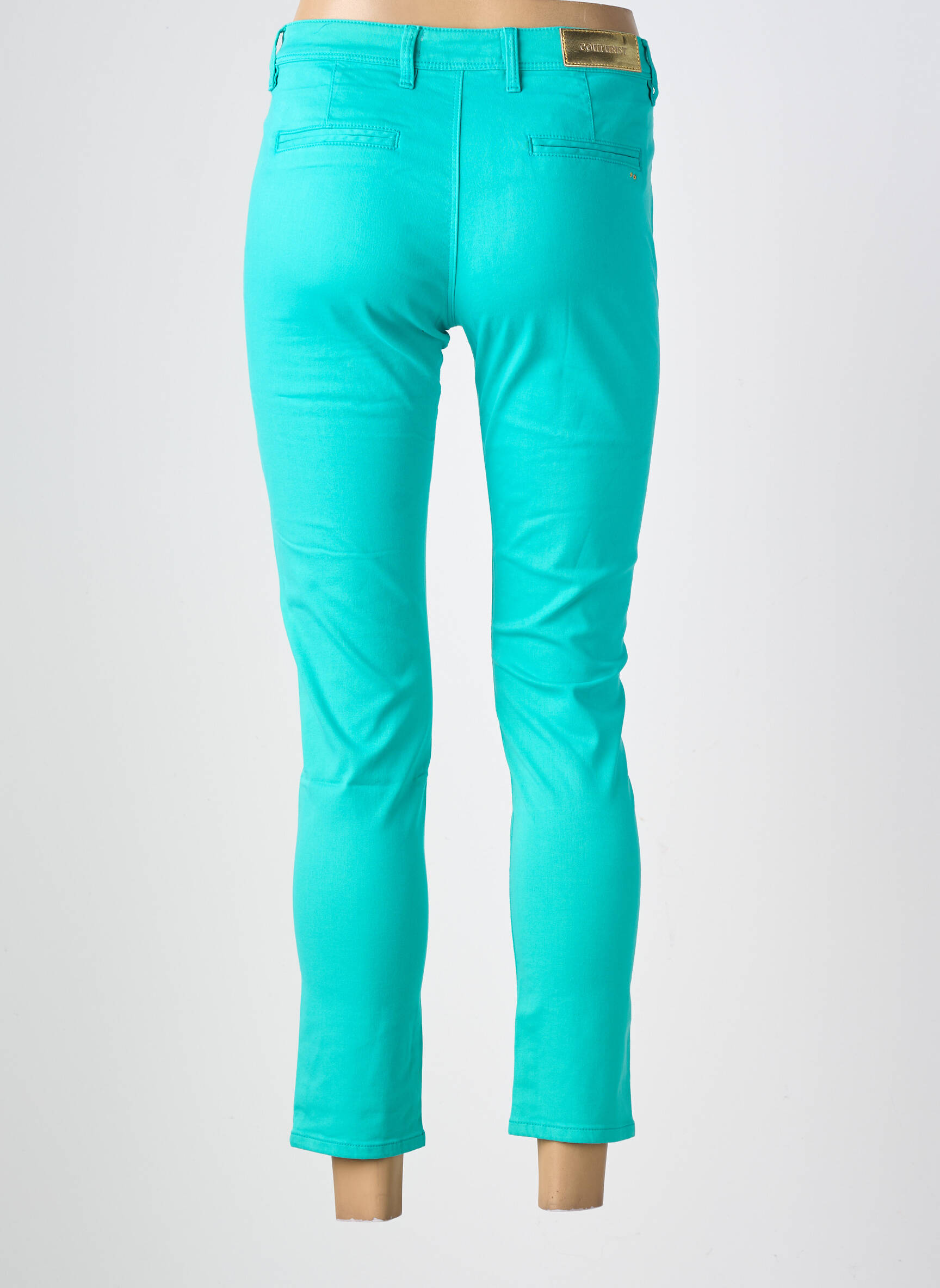 Pantalon chino tissage popeline taille normale vert COUTURIST femme