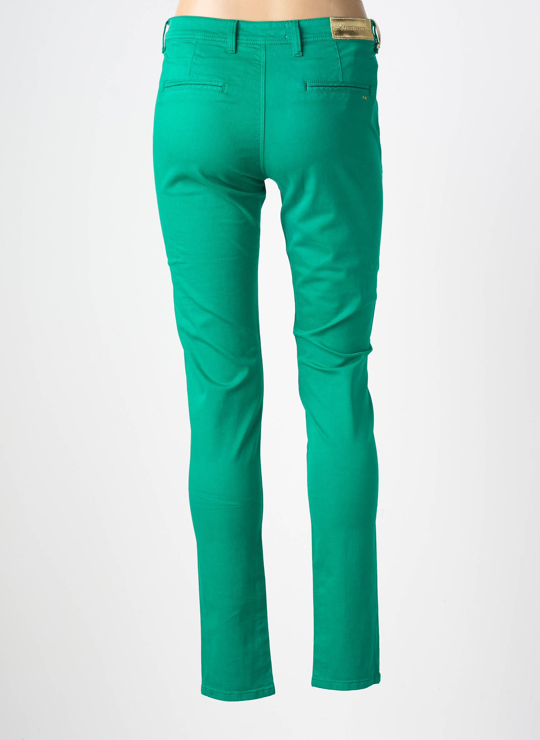 Pantalon chino tissage popeline taille normale vert COUTURIST femme