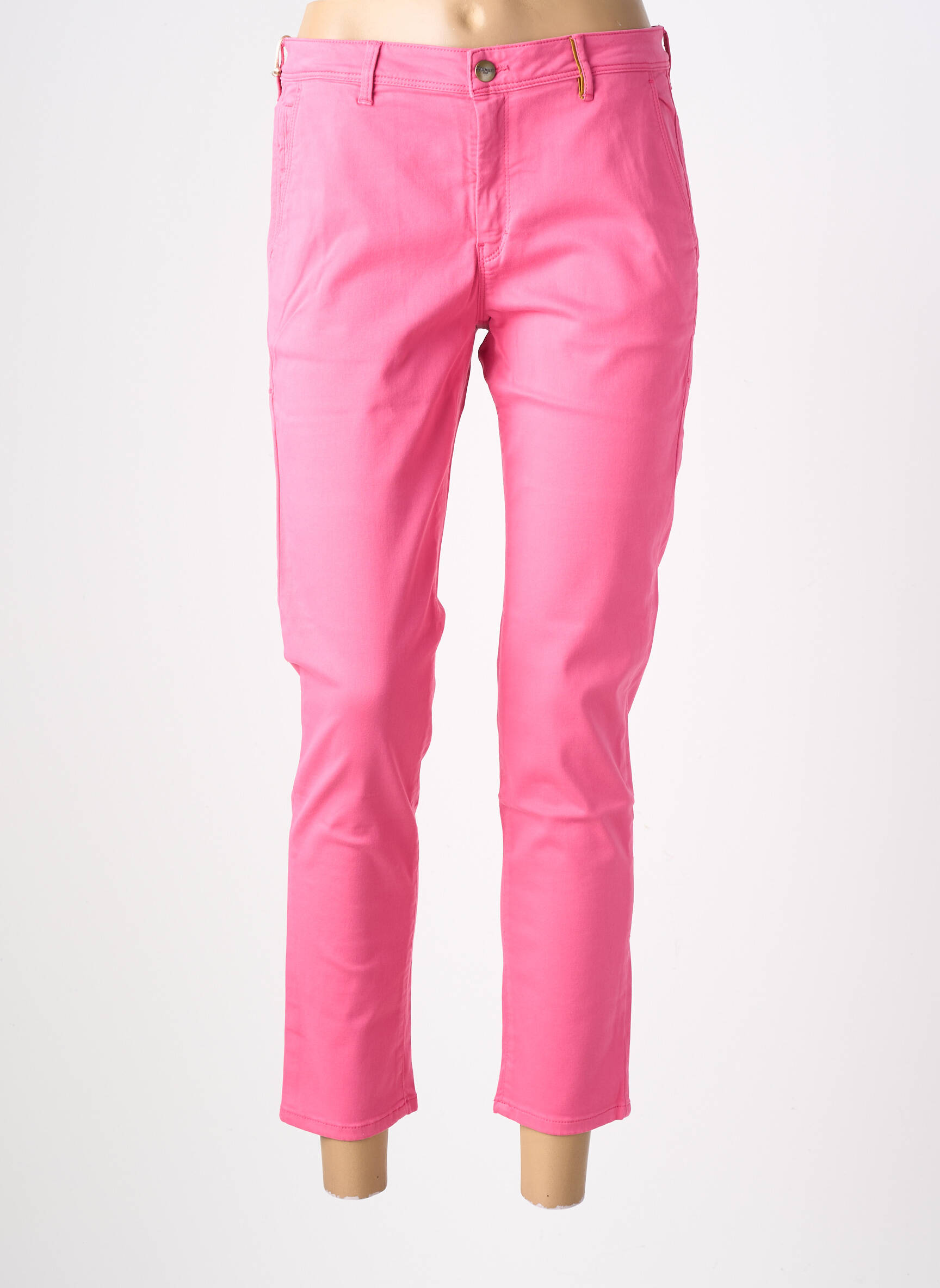 Pantalon chino tissage popeline taille normale rose COUTURIST femme