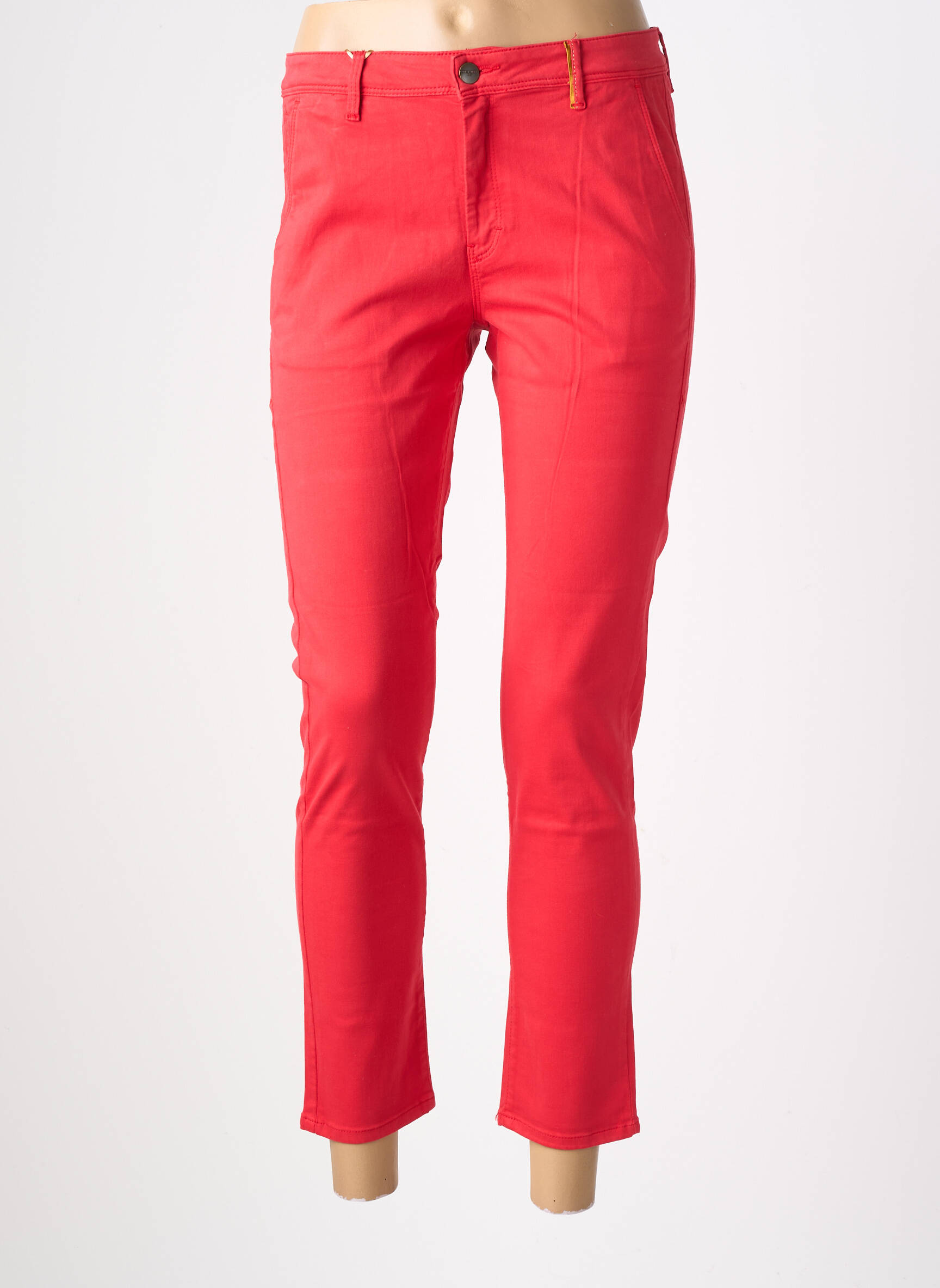 Pantalon chino tissage popeline taille normale rouge COUTURIST femme