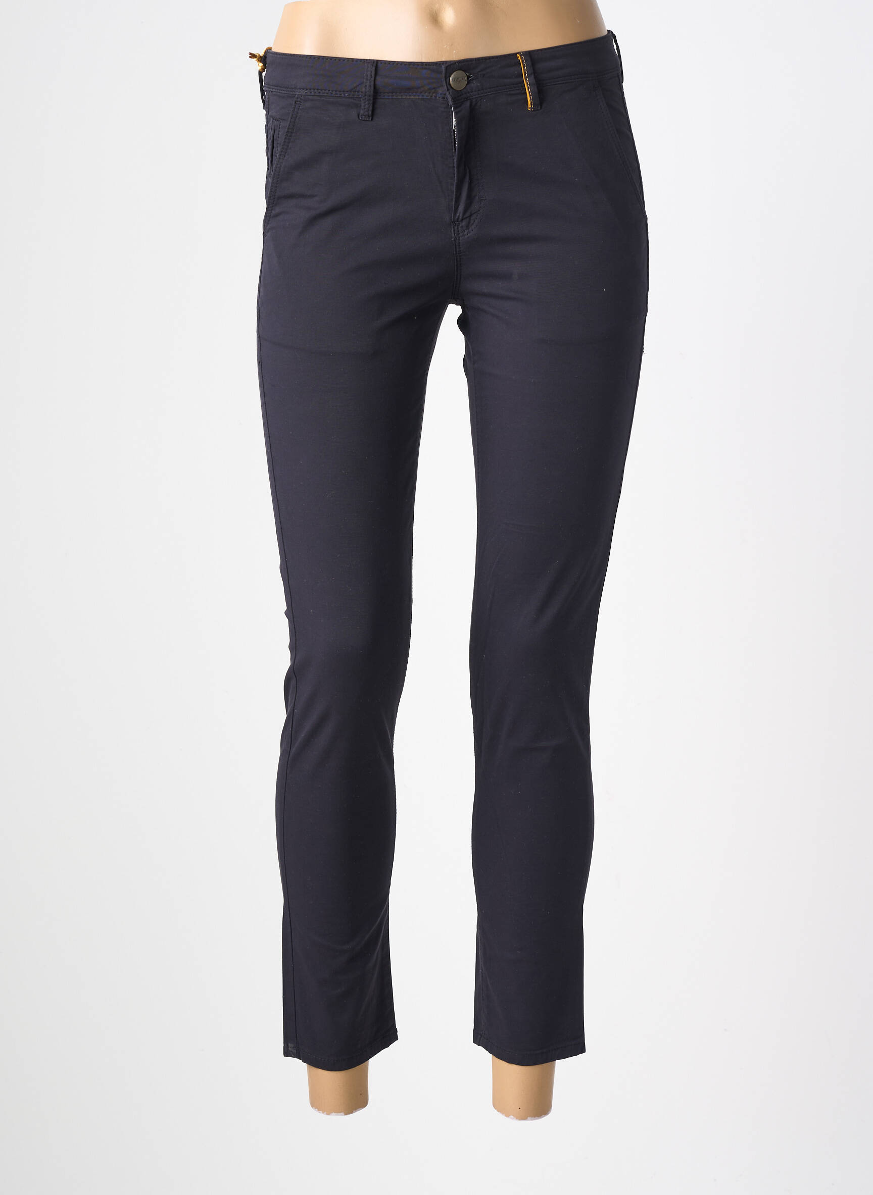 Pantalon chino tissage popeline taille normale noir COUTURIST femme