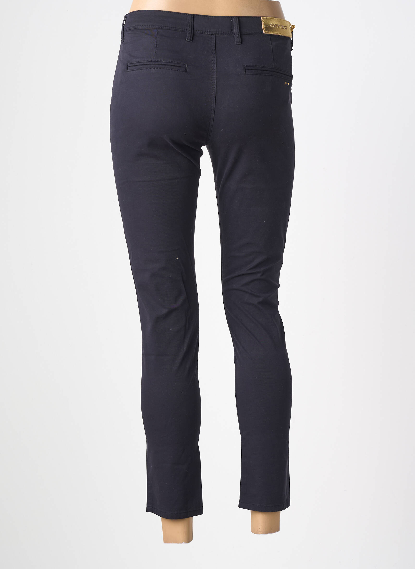 Pantalon chino tissage popeline taille normale noir COUTURIST femme