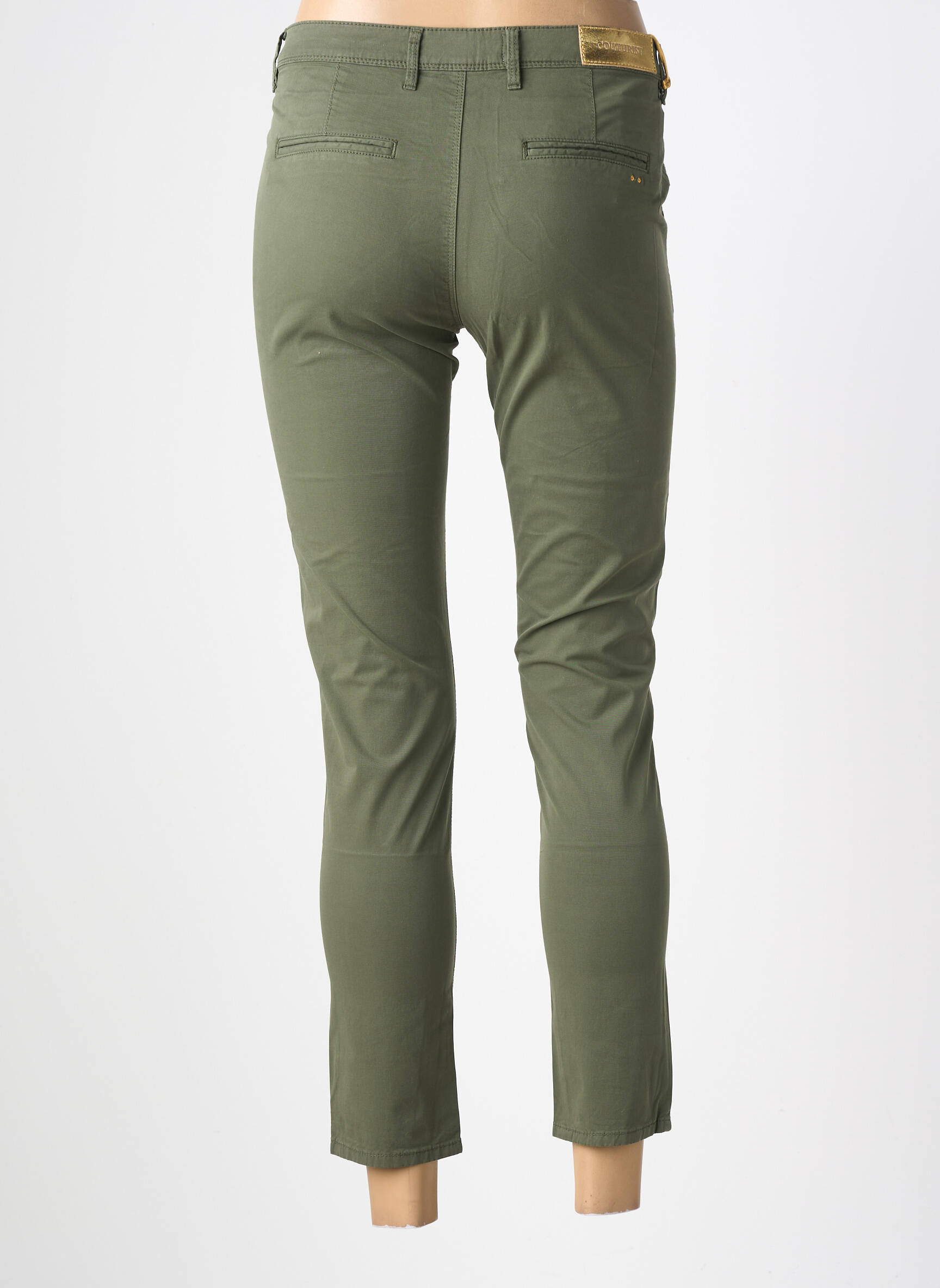 Pantalon chino tissage popeline taille normale vert COUTURIST femme