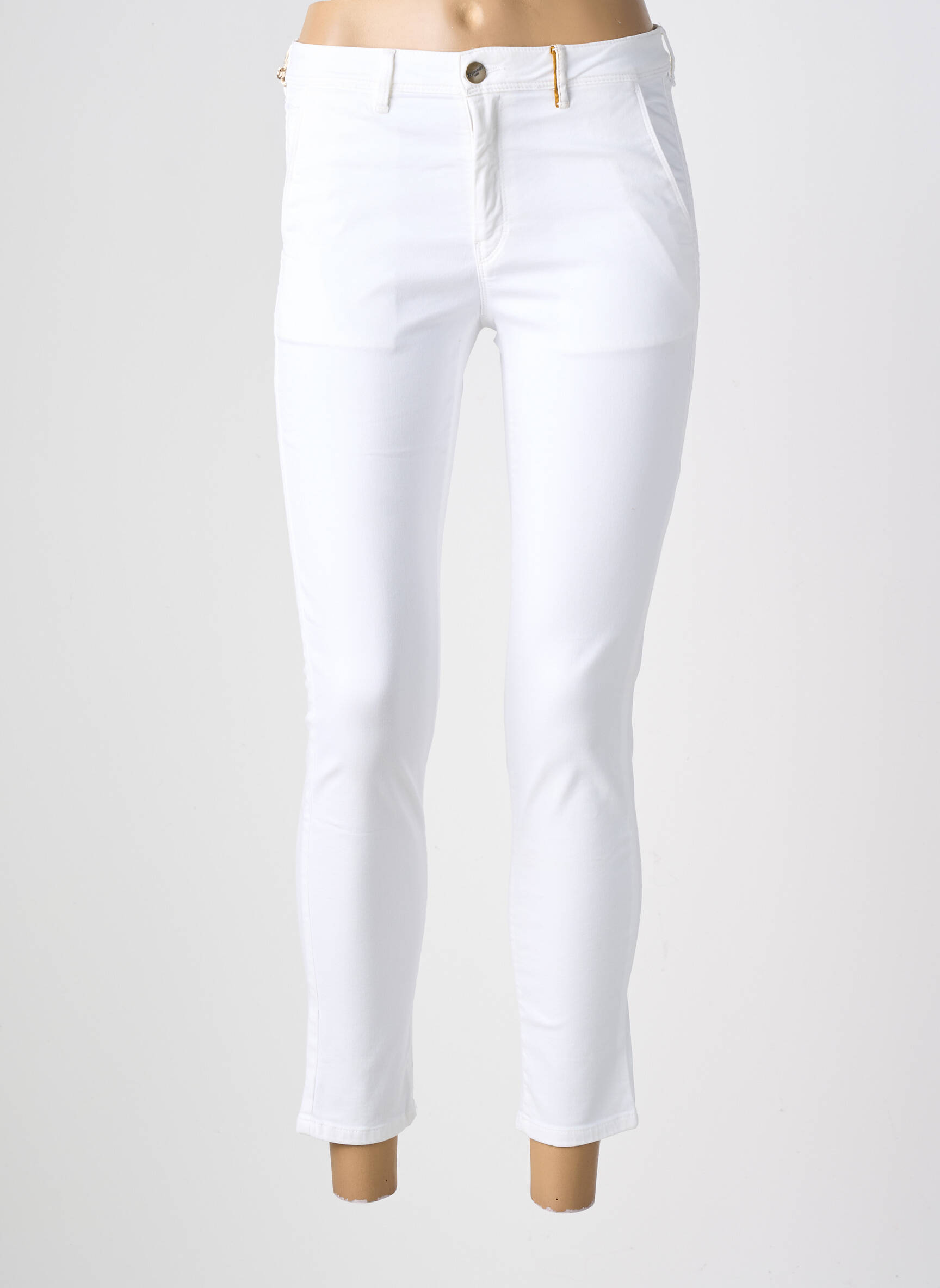Pantalon chino tissage popeline taille normale blanc COUTURIST femme