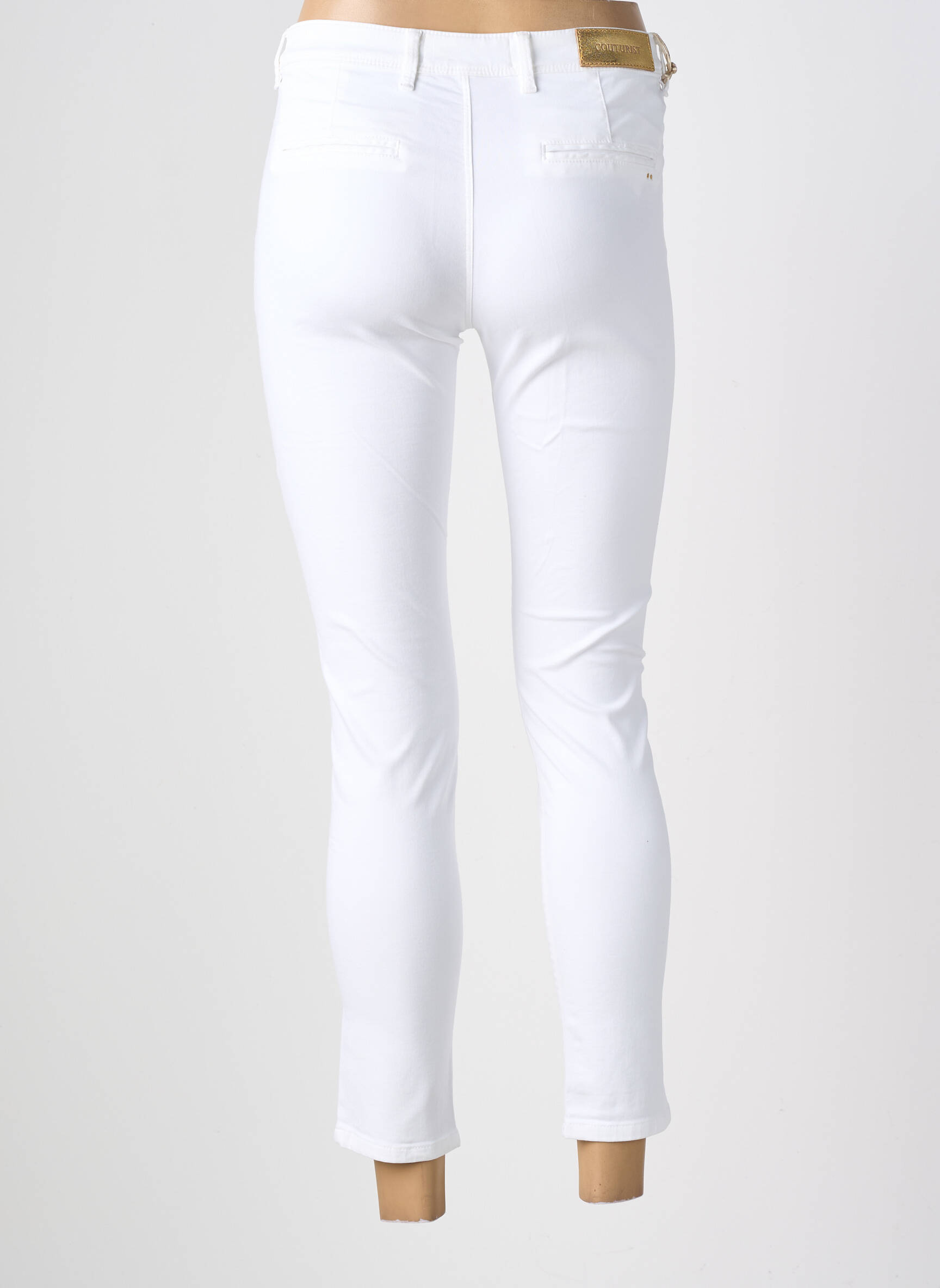 Pantalon chino tissage popeline taille normale blanc COUTURIST femme
