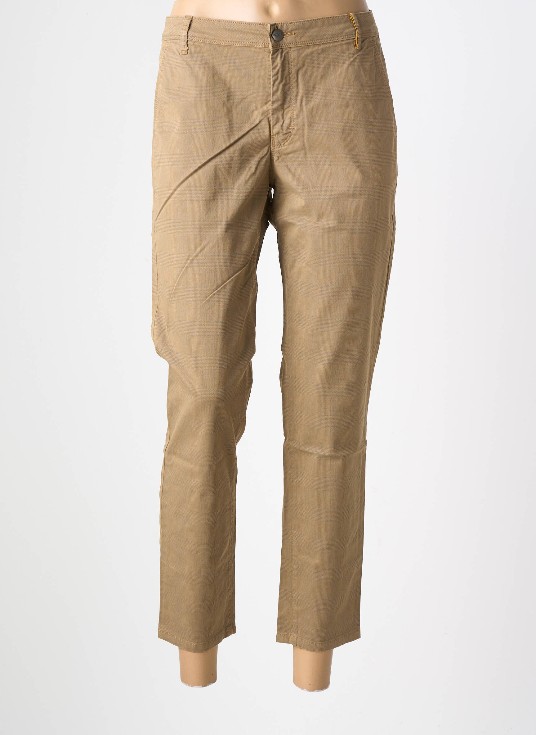 Pantalon chino tissage popeline taille normale marron COUTURIST femme