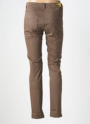 Pantalon slim tissage popeline taille normale marron COUTURIST femme