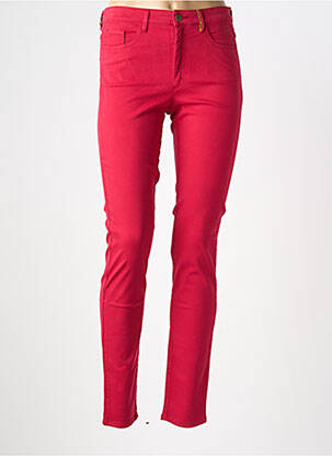 Pantalon slim tissage popeline taille normale rouge COUTURIST femme