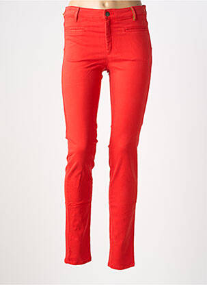 Pantalon slim tissage popeline taille normale rouge COUTURIST femme
