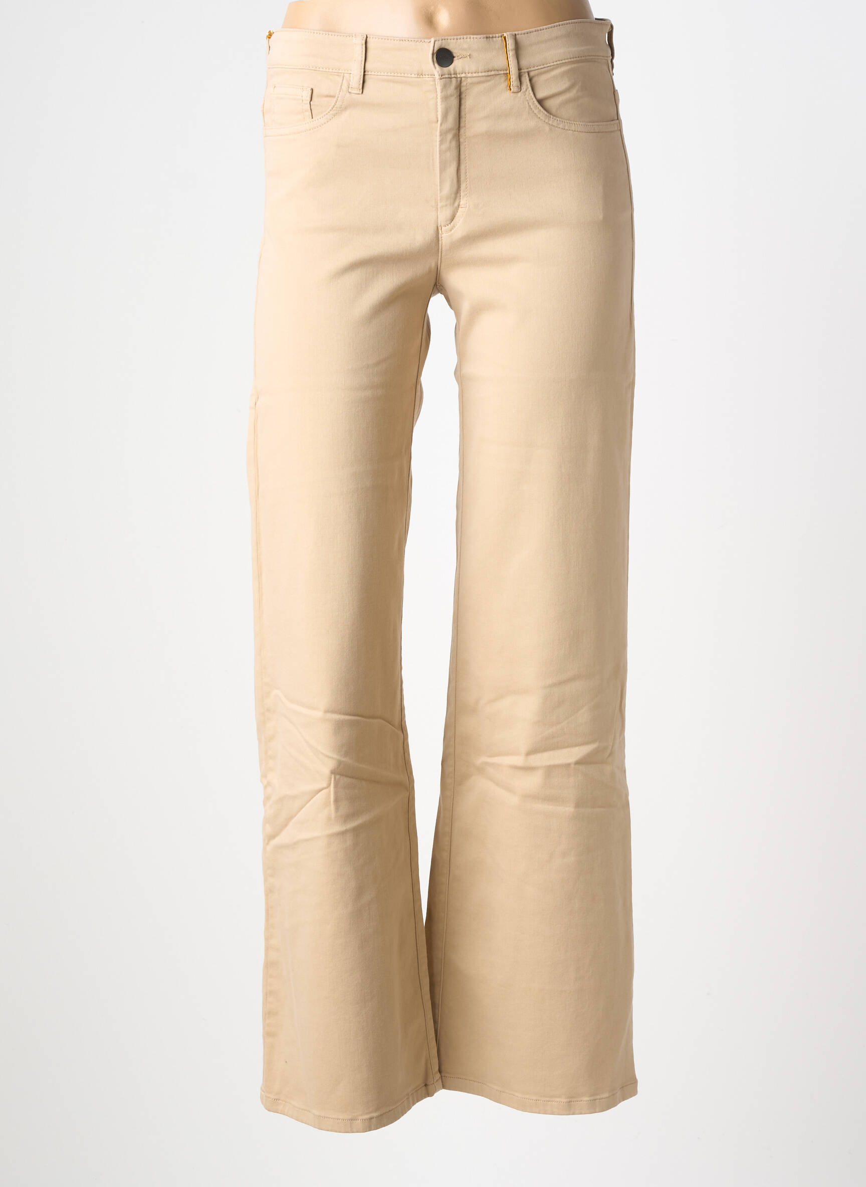 Pantalon droit stretch taille normale beige COUTURIST femme