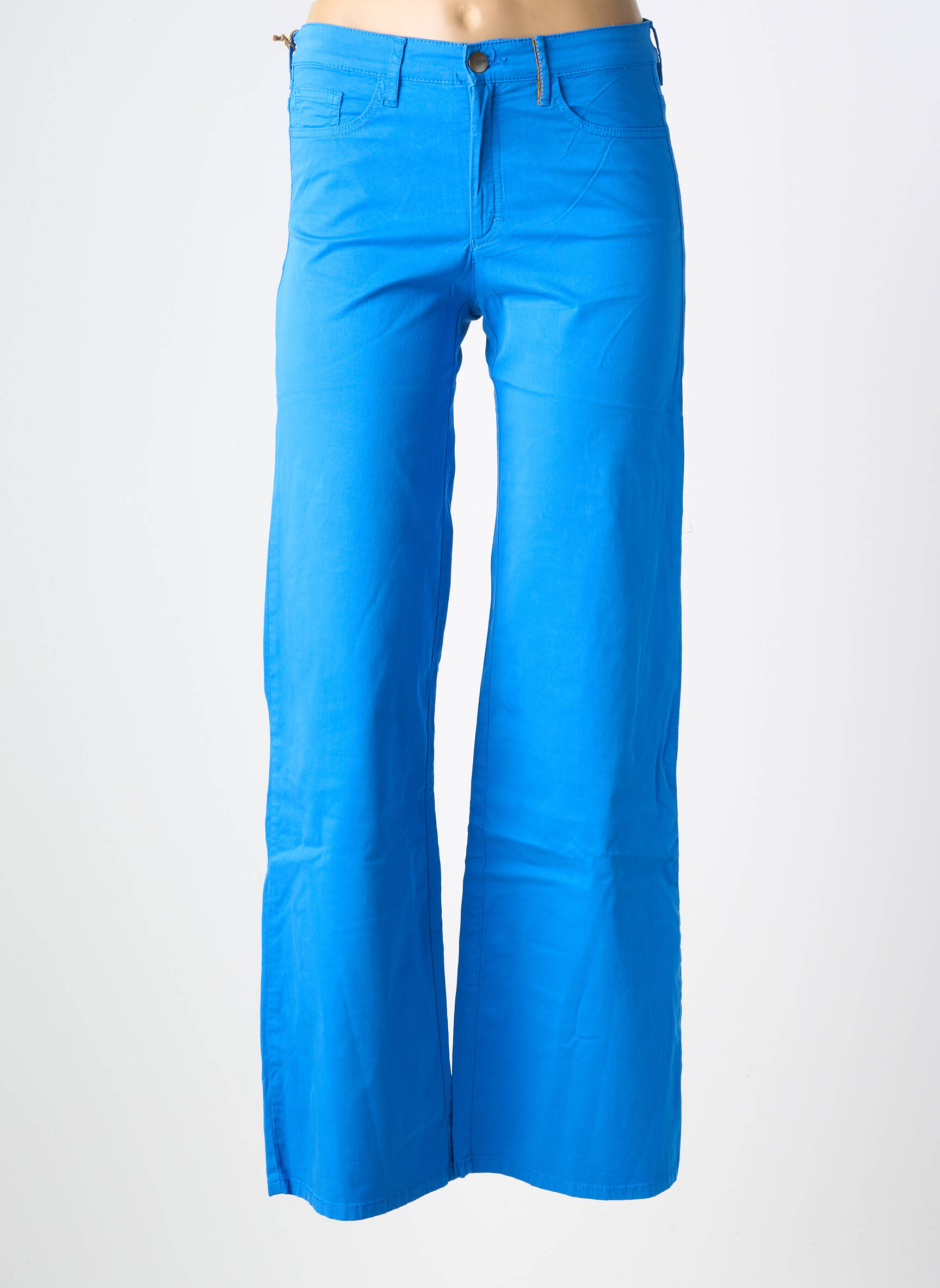 Pantalon droit stretch taille normale bleu fonce COUTURIST femme