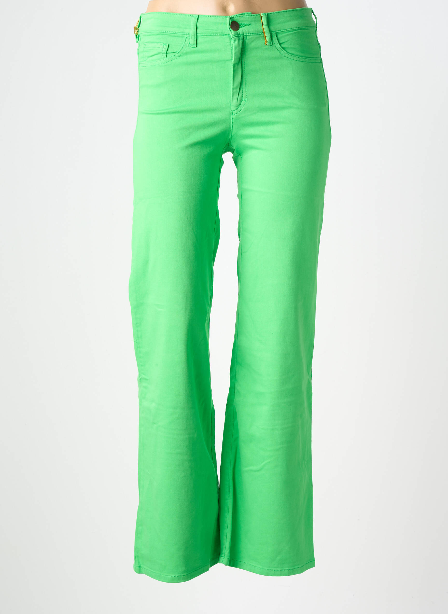 Pantalon droit stretch taille normale vert COUTURIST femme