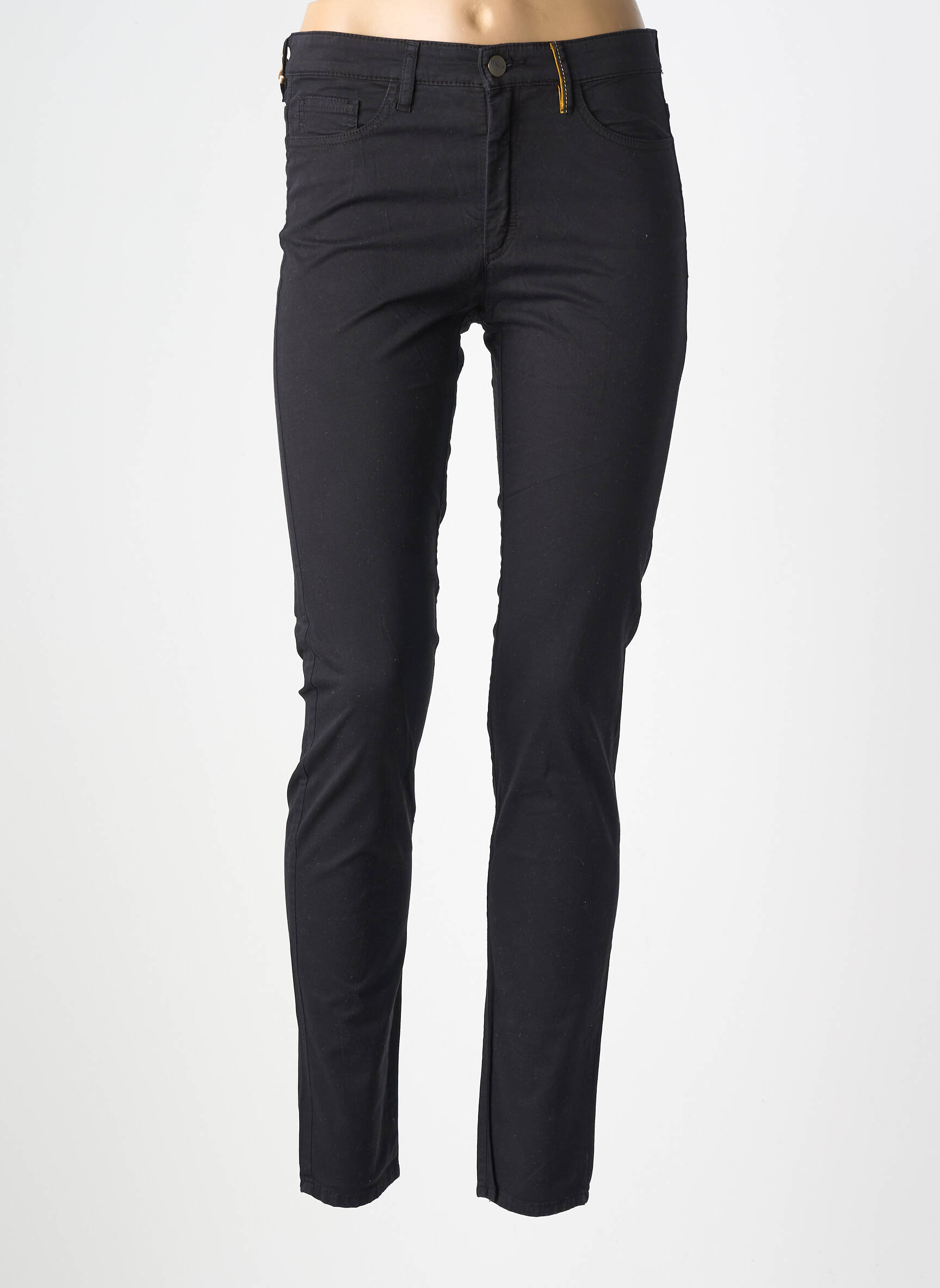 Pantalon slim tissage popeline taille normale noir COUTURIST femme