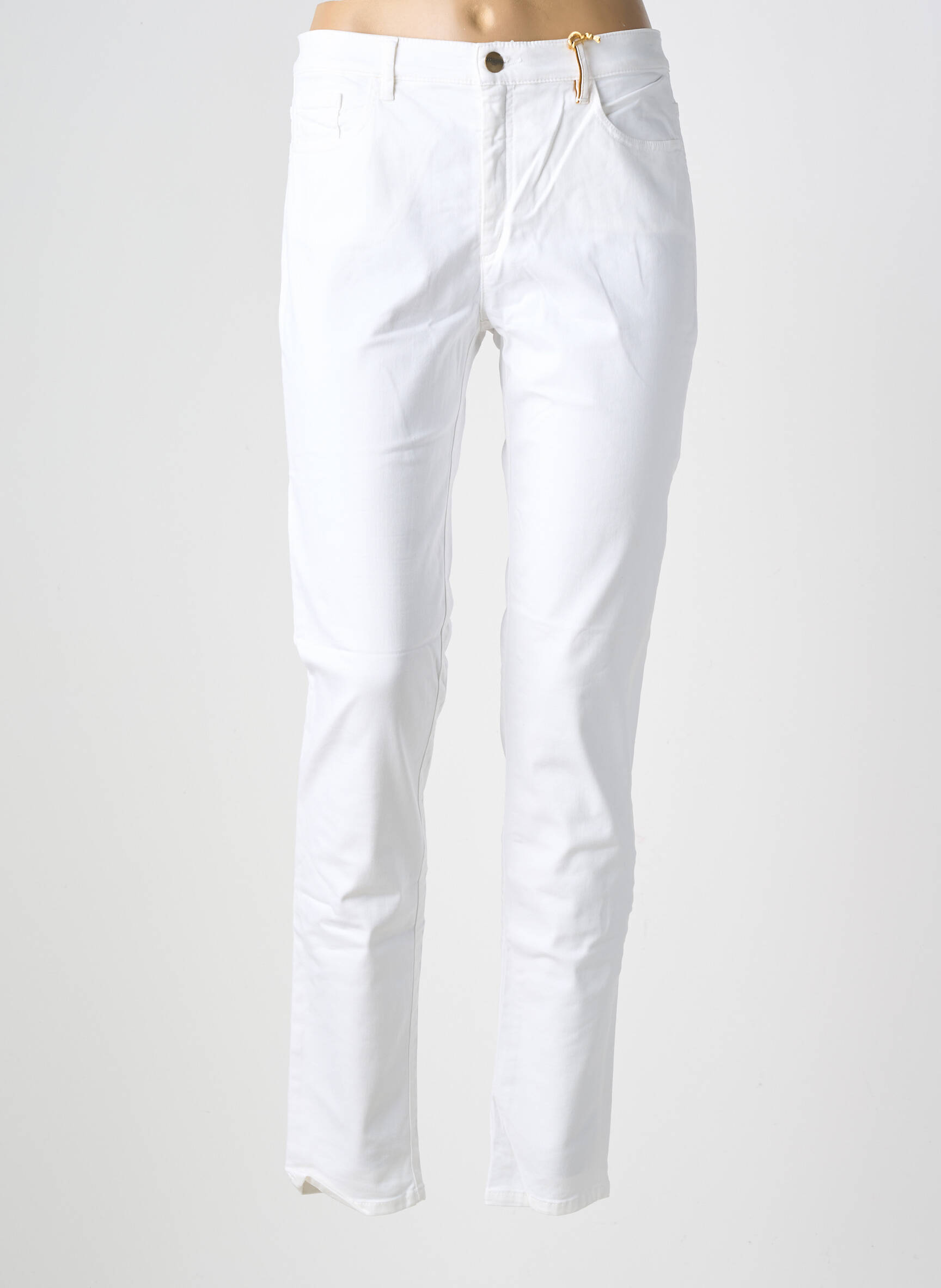 Pantalon slim tissage popeline taille normale blanc COUTURIST femme
