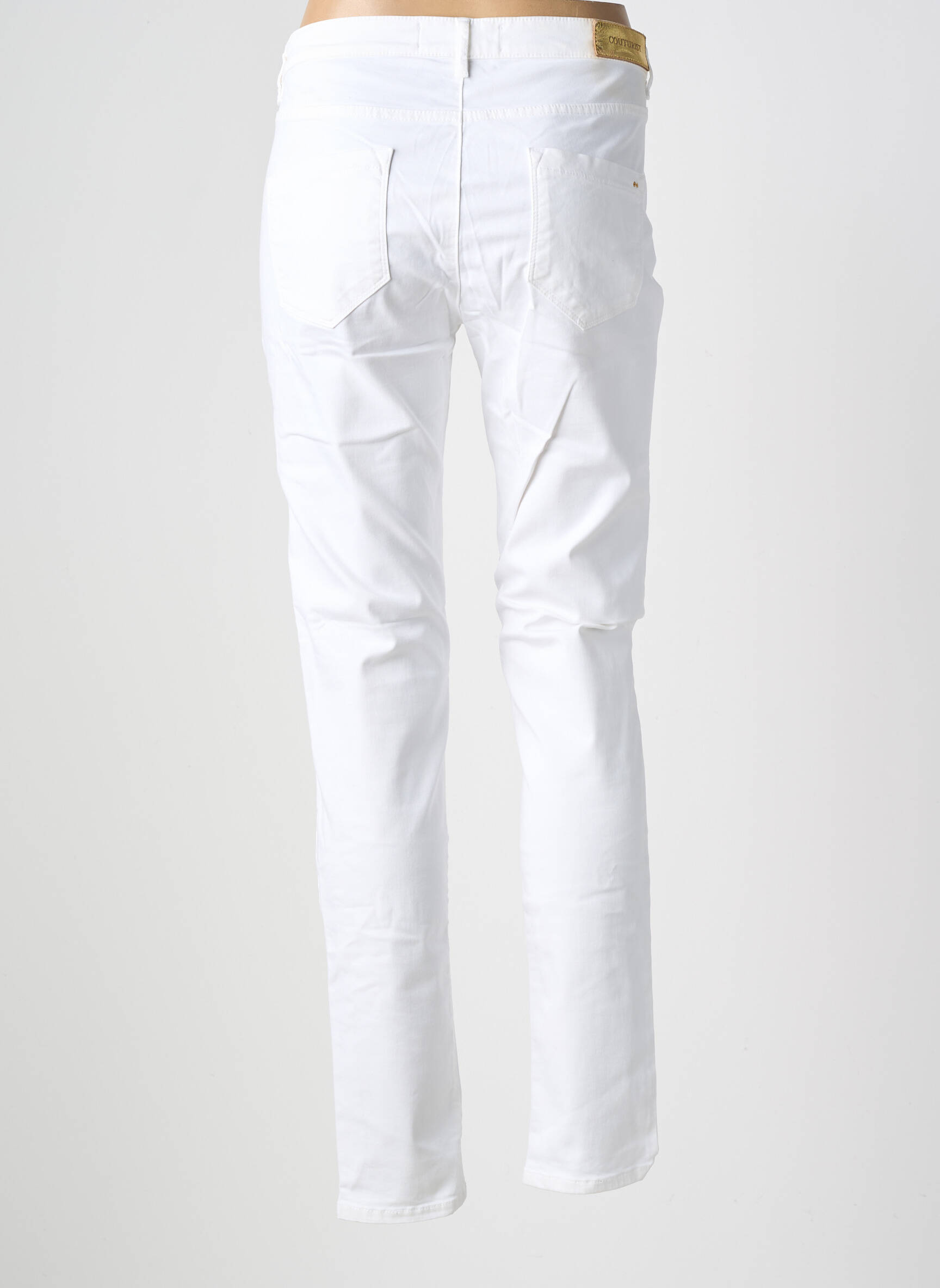 Pantalon slim tissage popeline taille normale blanc COUTURIST femme