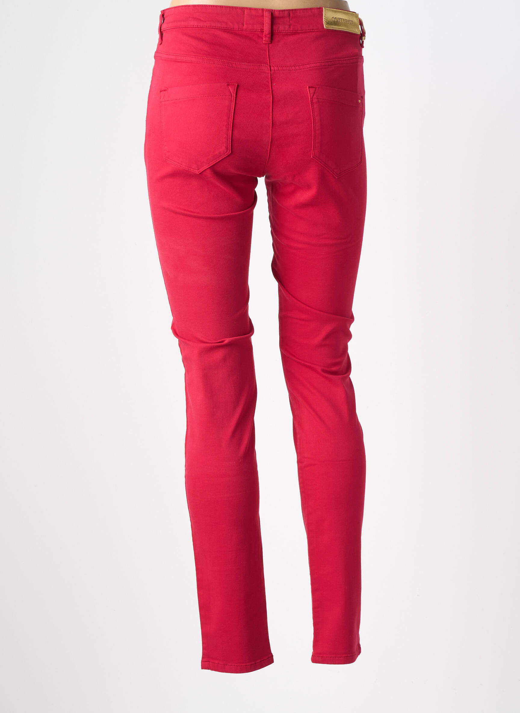Pantalon slim tissage popeline taille normale rouge COUTURIST femme