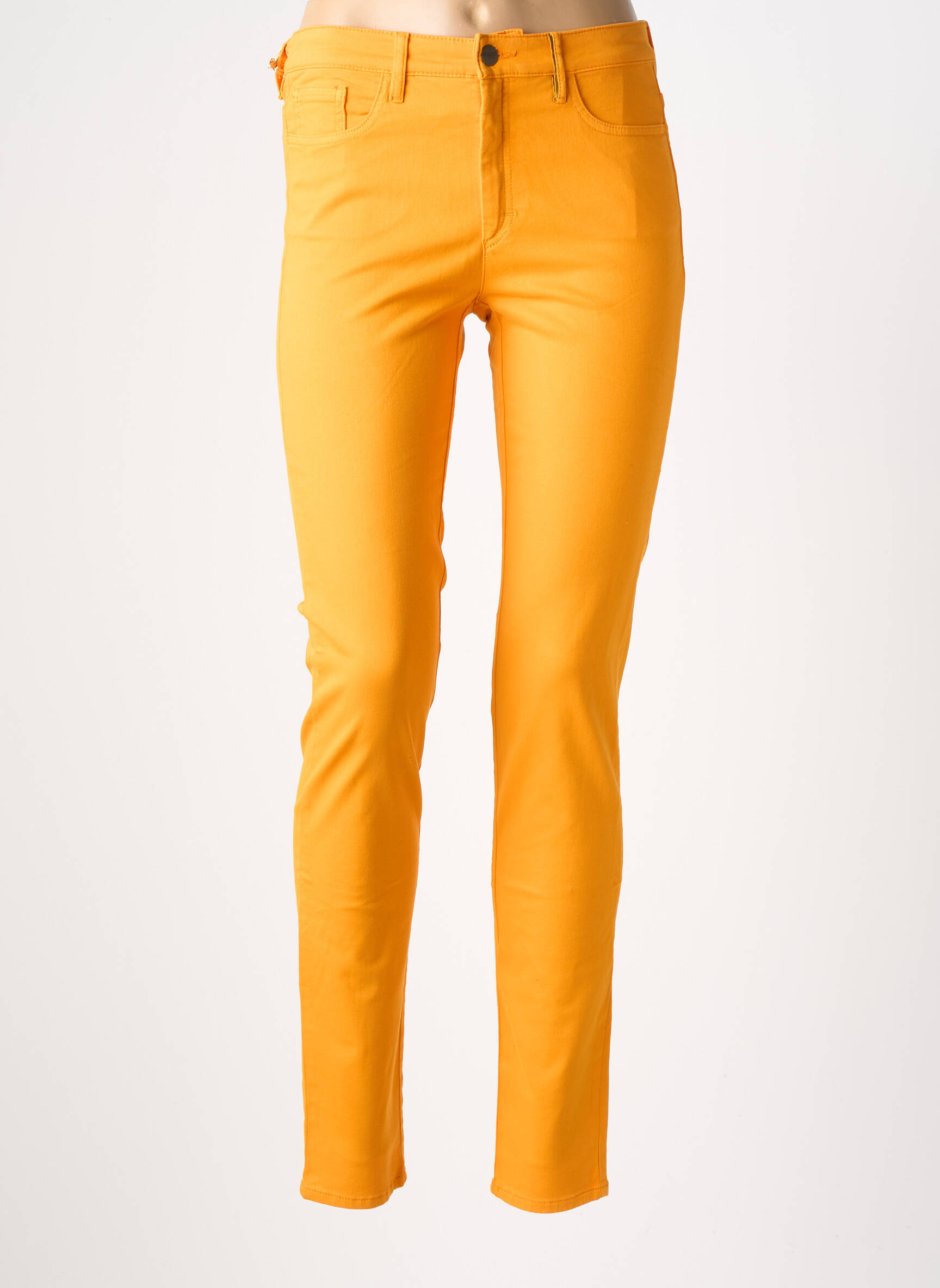 Pantalon slim tissage popeline taille normale orange COUTURIST femme