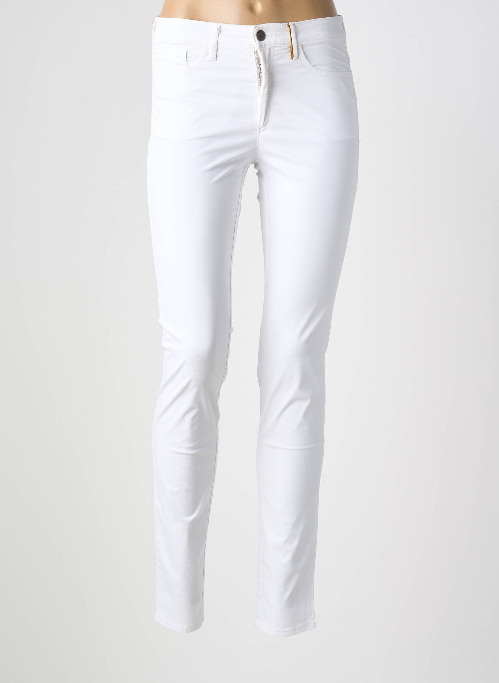 Pantalon slim tissage popeline taille normale blanc COUTURIST femme
