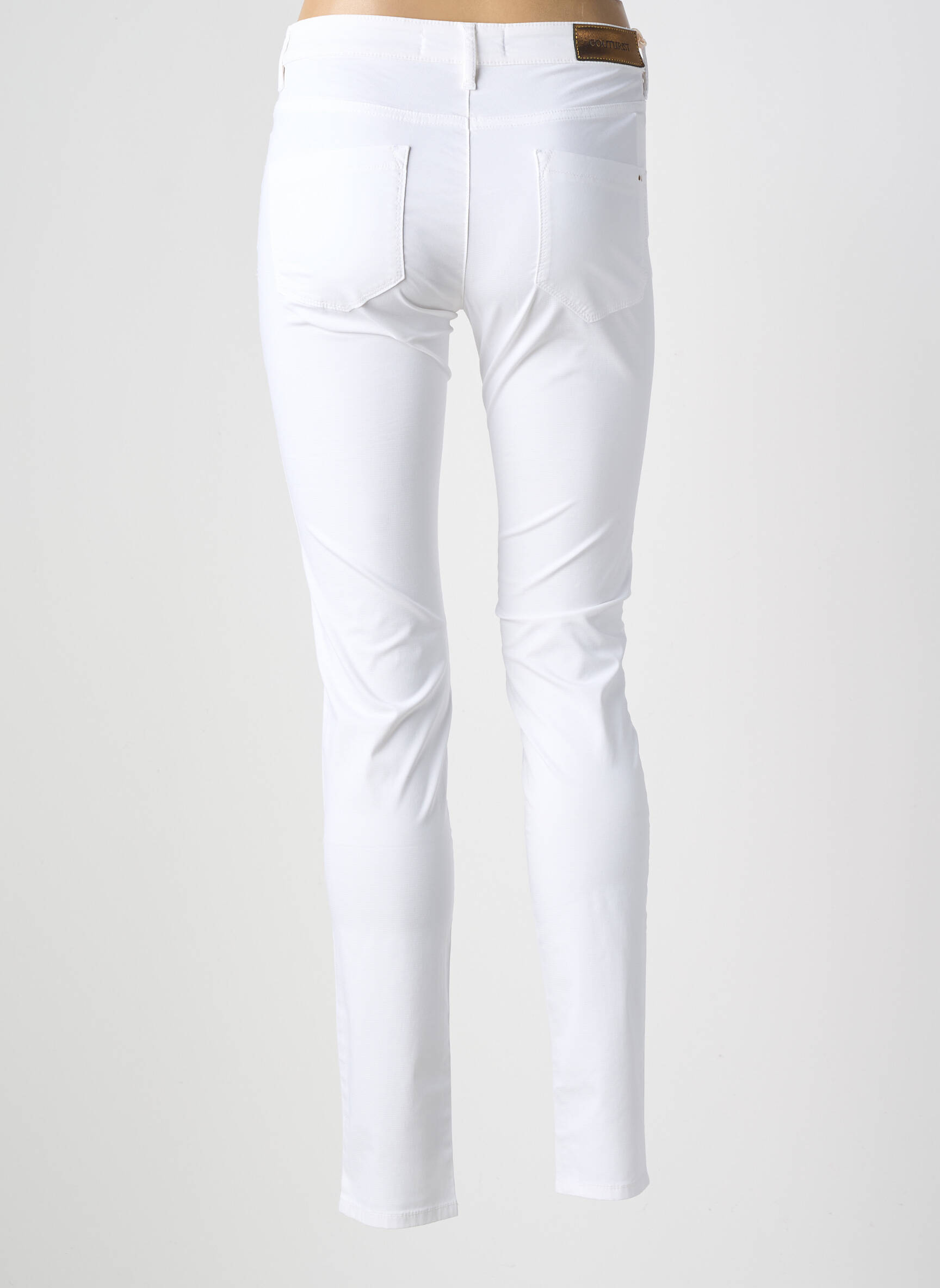 Pantalon slim tissage popeline taille normale blanc COUTURIST femme