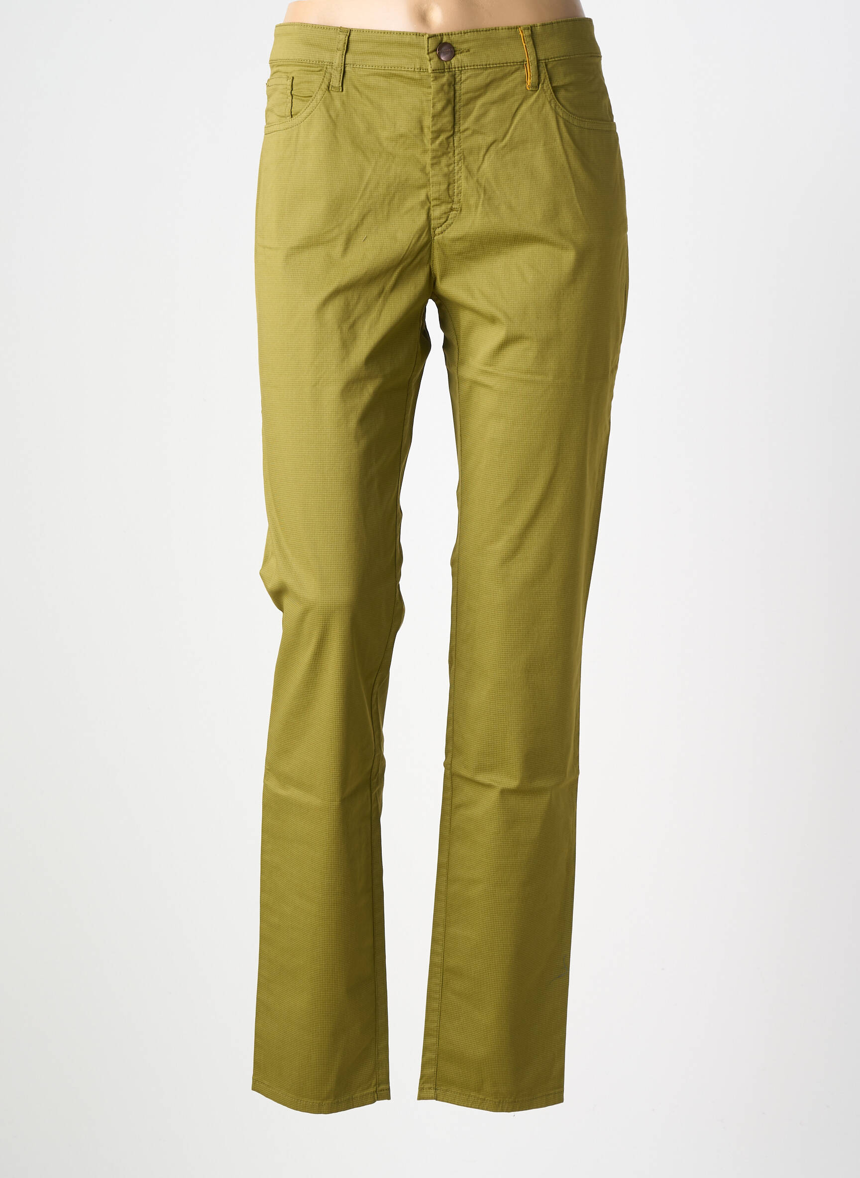 Pantalon slim tissage popeline taille normale vert COUTURIST femme