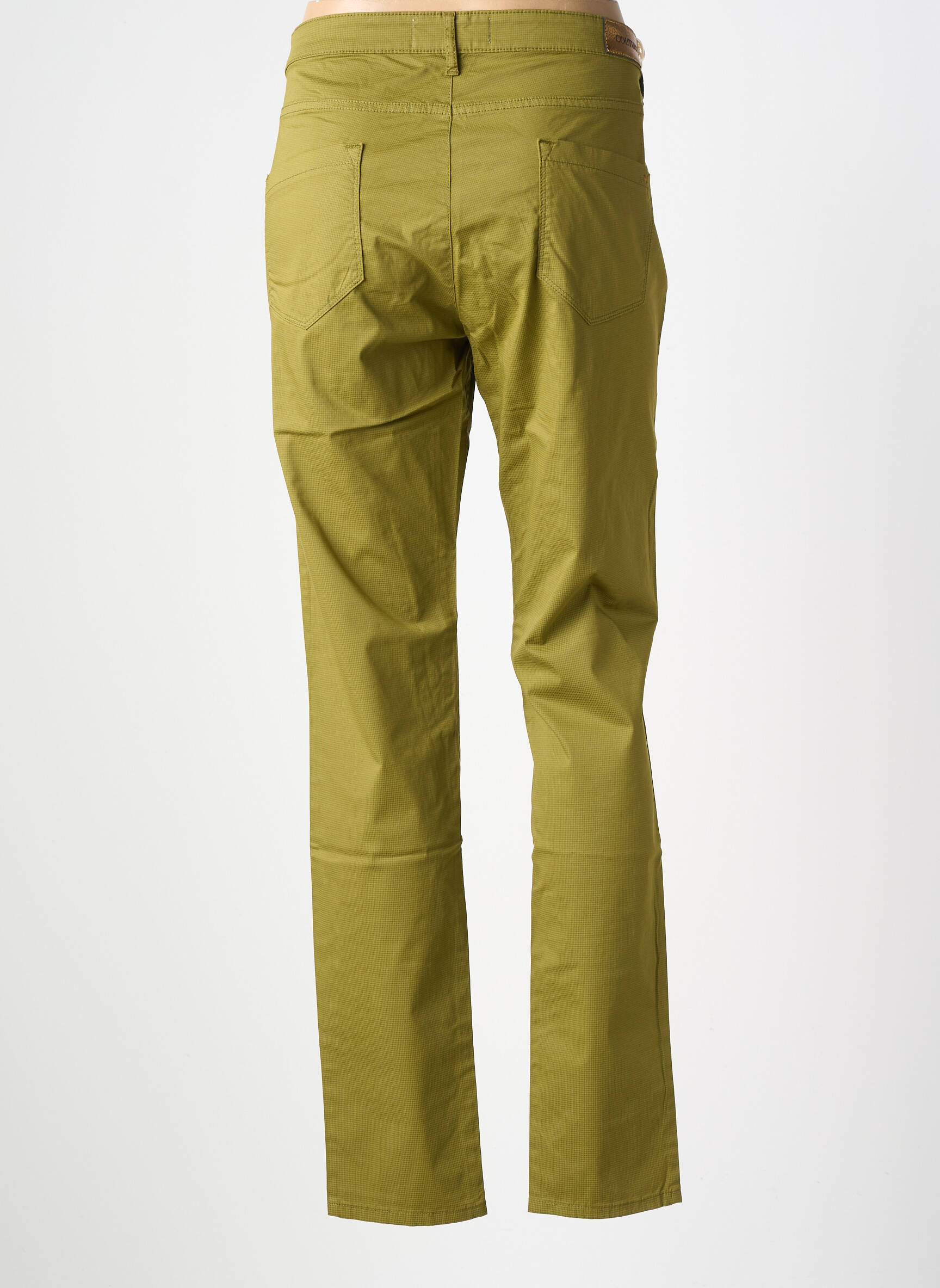 Pantalon slim tissage popeline taille normale vert COUTURIST femme