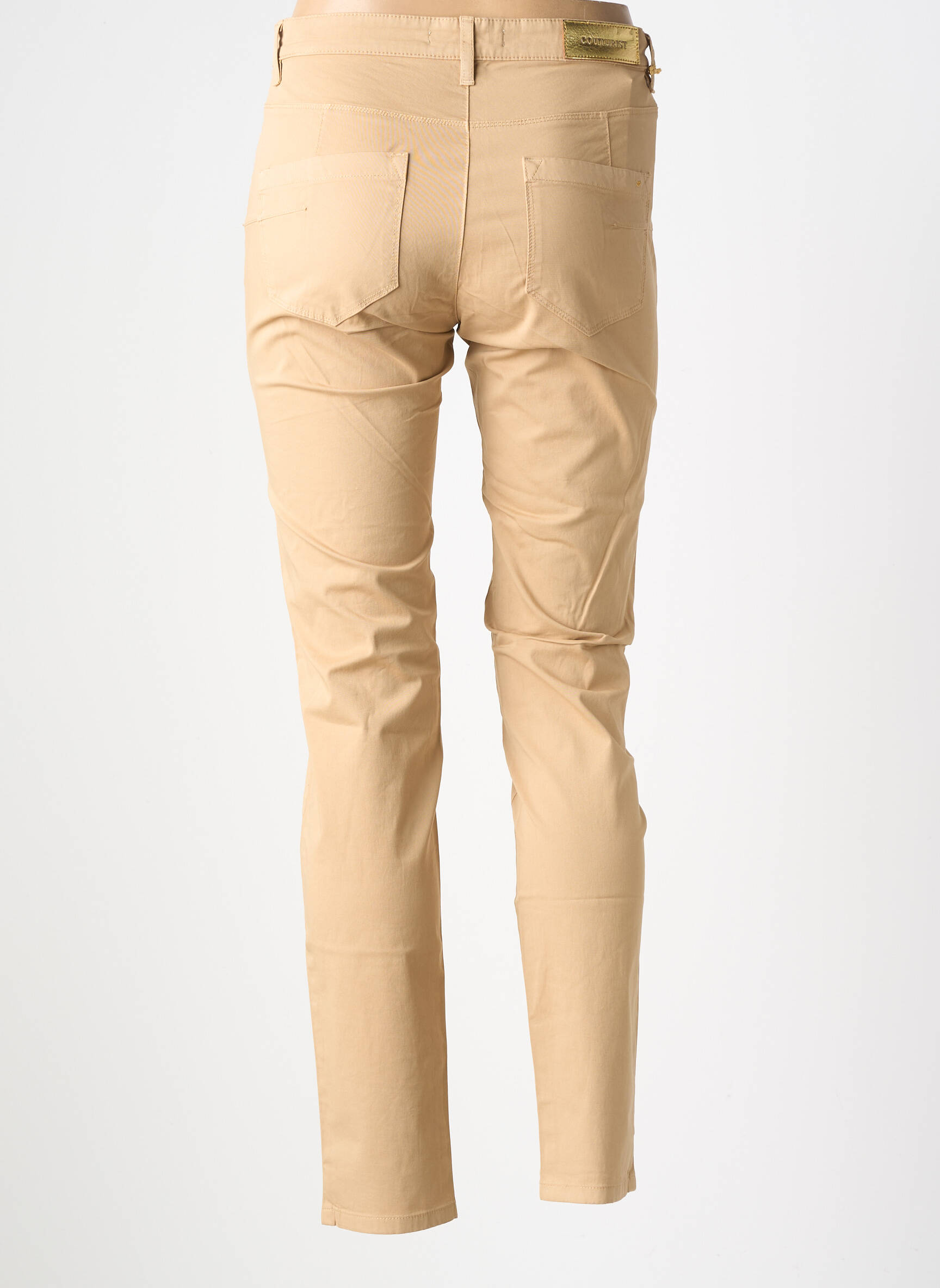 Pantalon slim tissage popeline taille normale beige COUTURIST femme