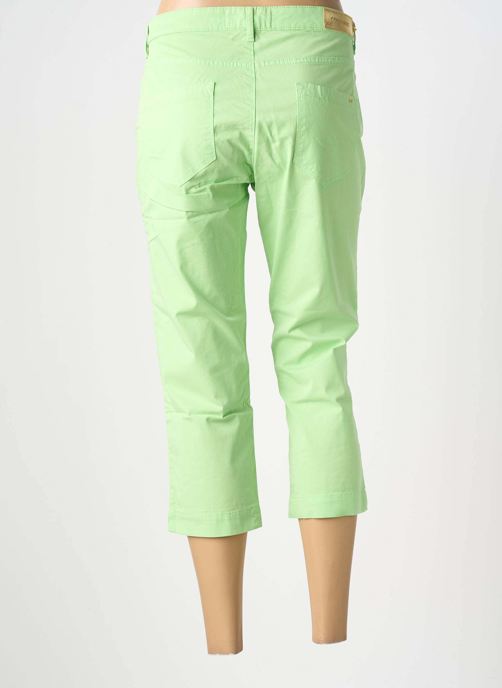 Pantacourt tissage popeline taille normale vert COUTURIST femme