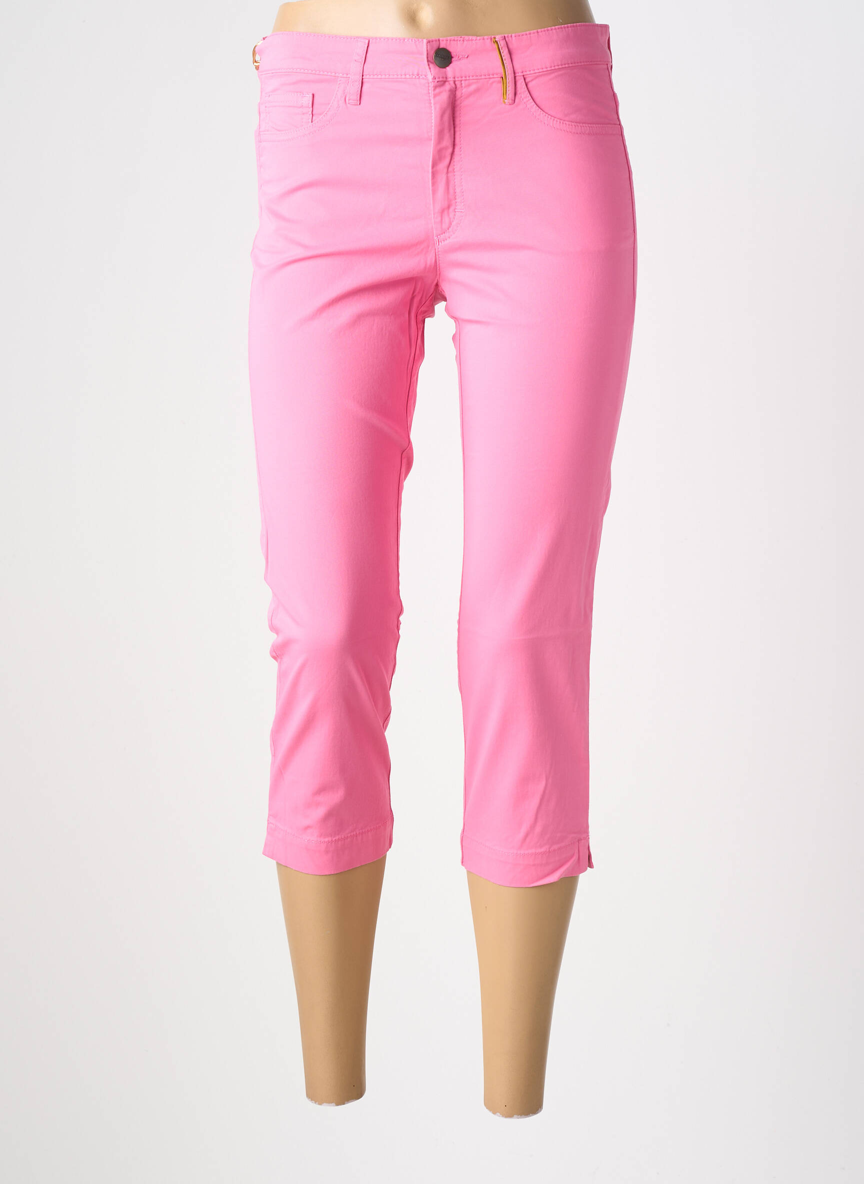 Pantacourt tissage popeline taille normale rose fonce COUTURIST femme