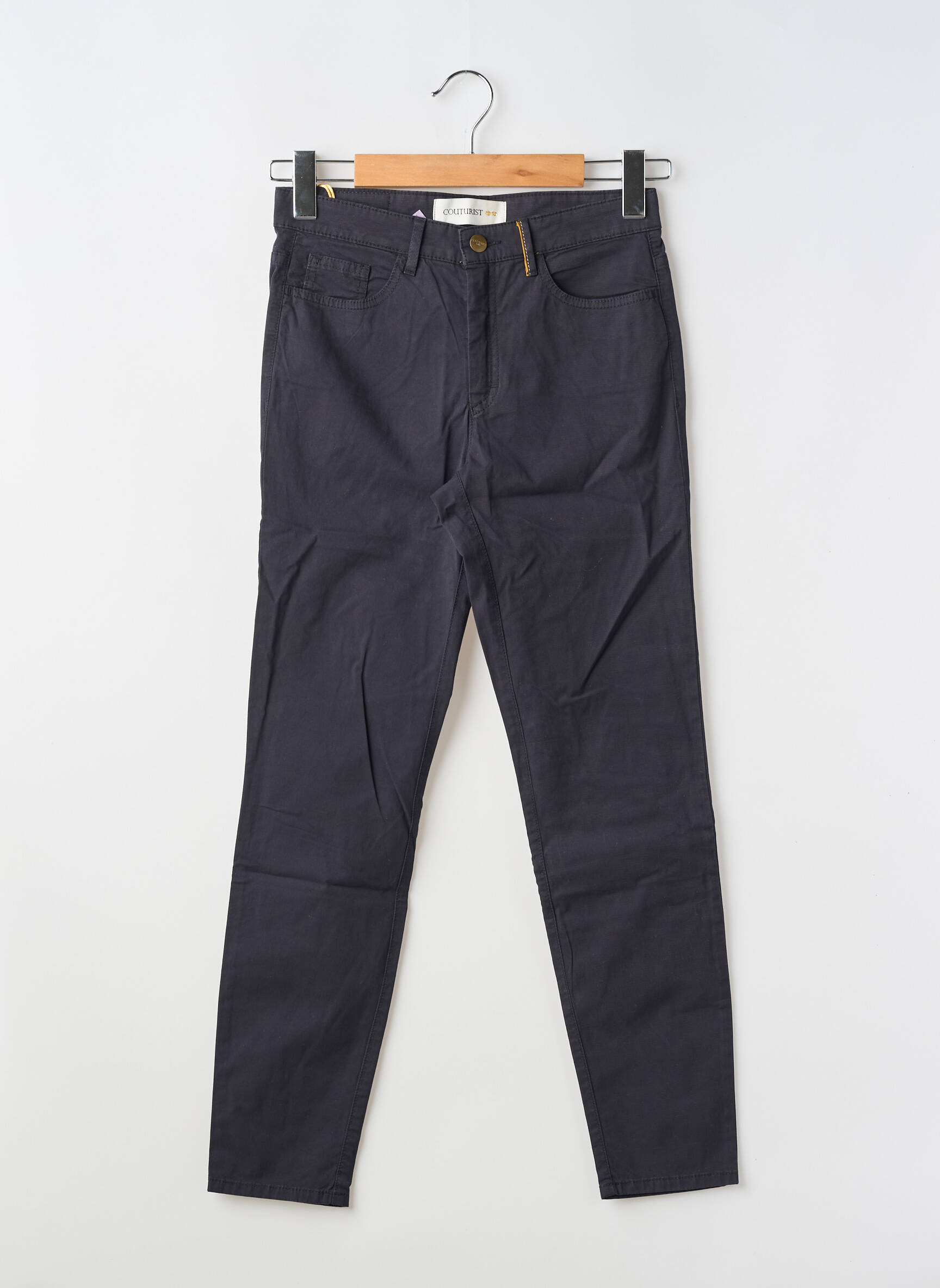 Pantalon slim tissage popeline taille normale bleu COUTURIST femme