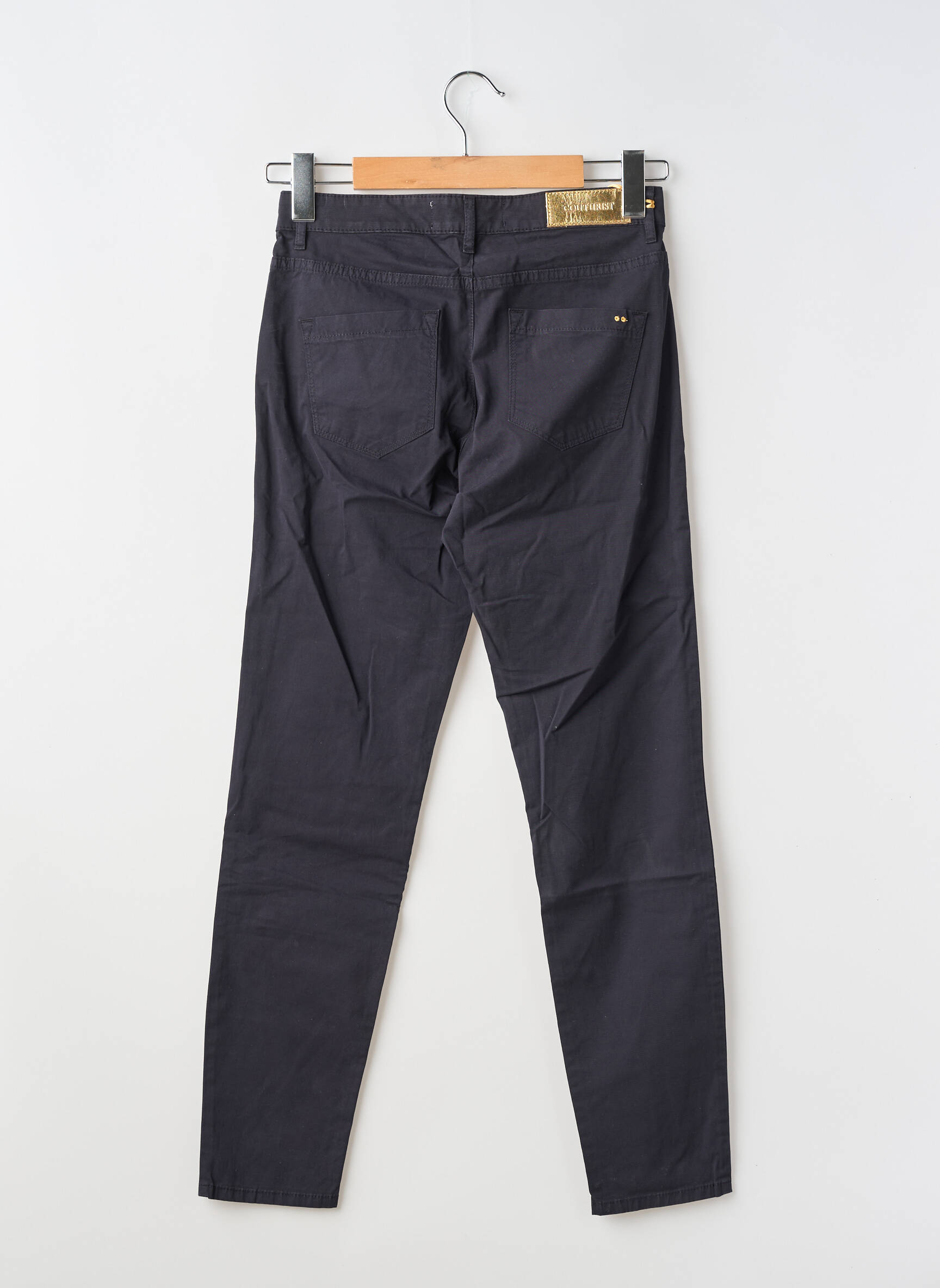 Pantalon slim tissage popeline taille normale bleu COUTURIST femme
