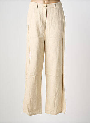 Pantalon droit fermeture zippée sous rabat boutonné taille normale beige COUTURIST femme