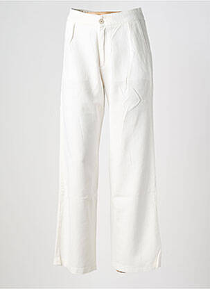 Pantalon chino fermeture zippée sous rabat boutonné taille normale blanc TEJIDOS ROYO femme