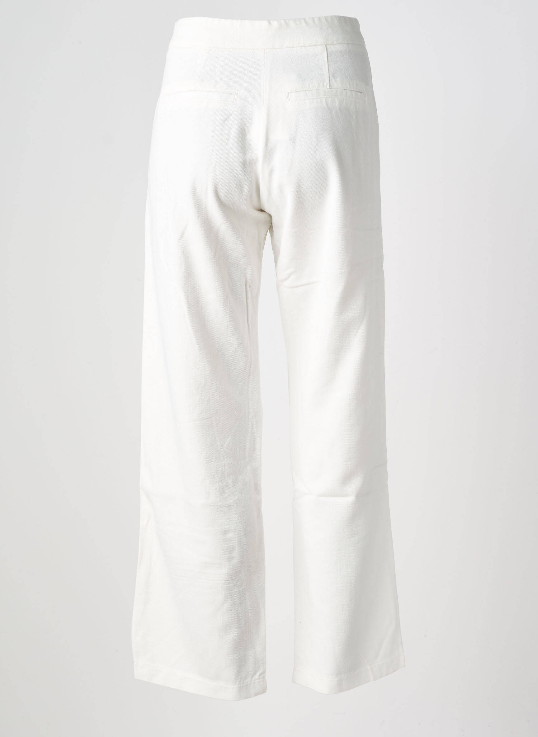 Pantalon chino fermeture zippée sous rabat boutonné taille normale blanc TEJIDOS ROYO femme