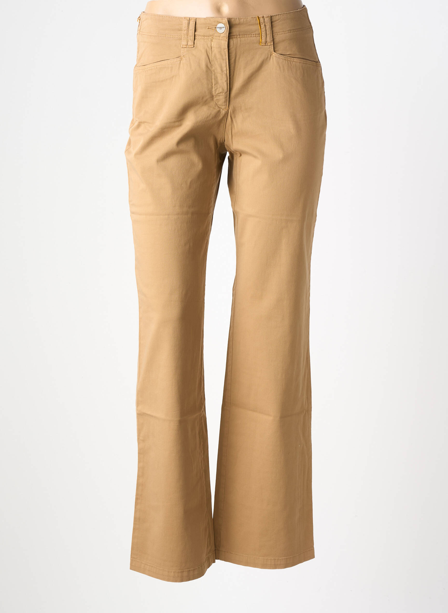 Pantalon chino tissage popeline taille normale marron COUTURIST femme