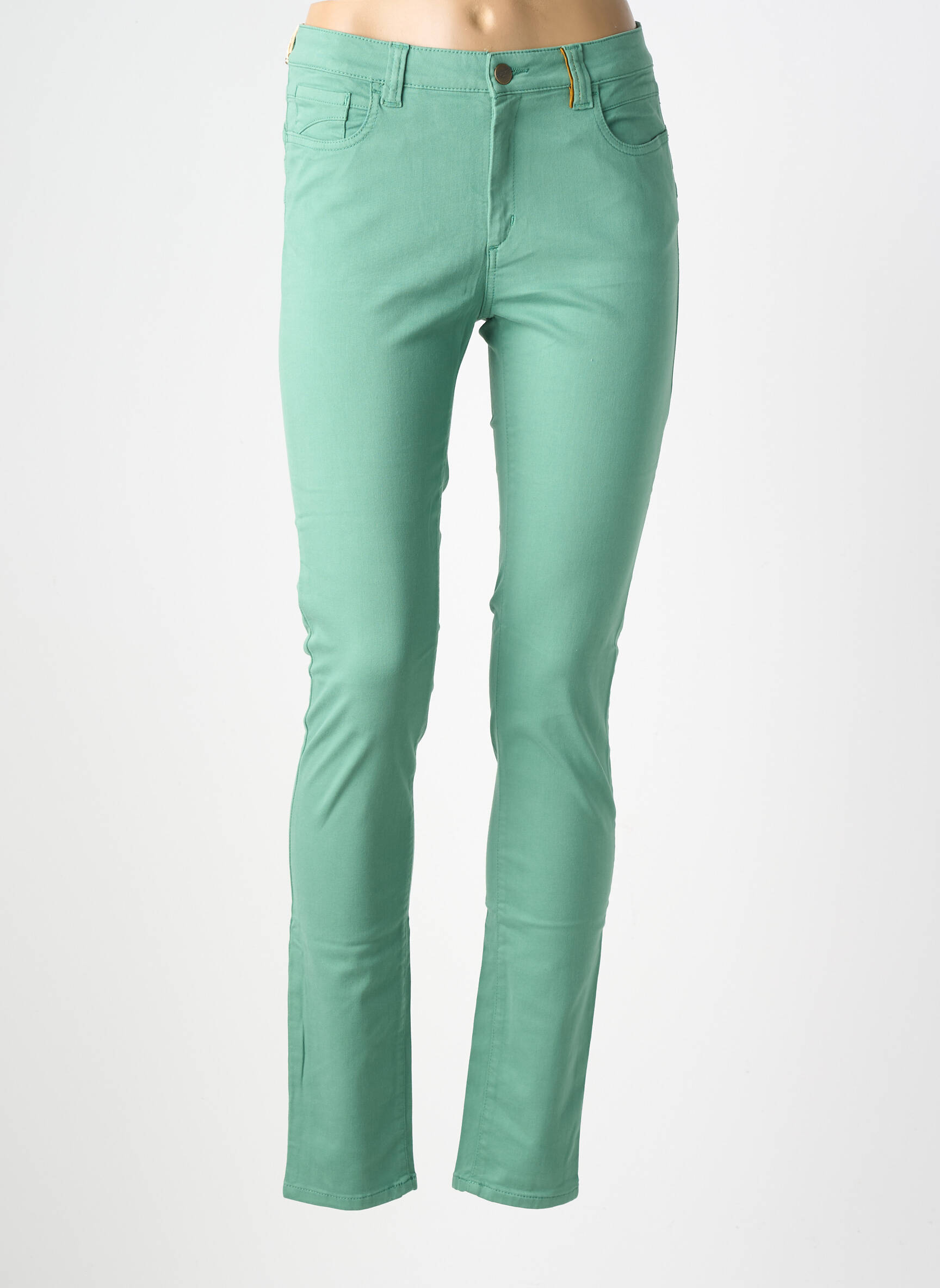 Jeans coupe slim stretch taille normale vert COUTURIST femme