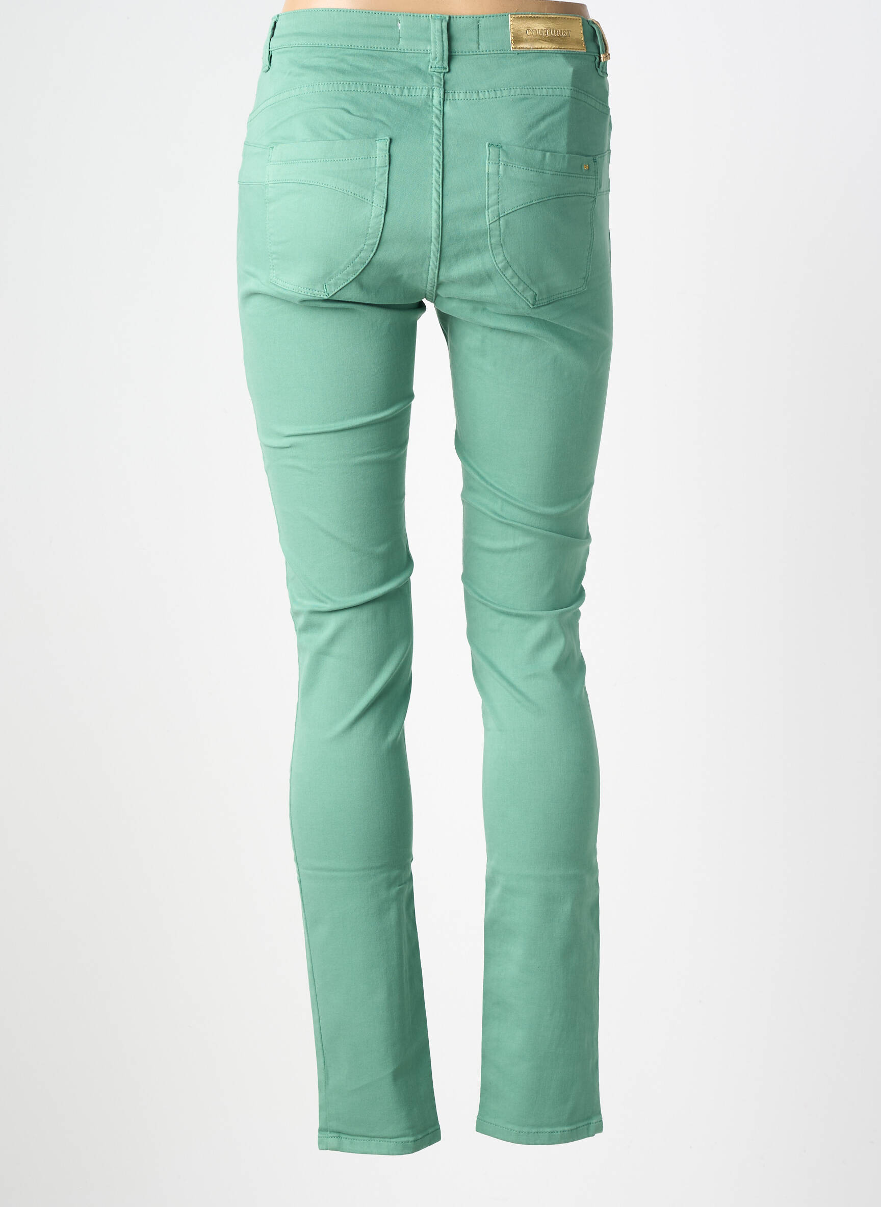 Jeans coupe slim stretch taille normale vert COUTURIST femme
