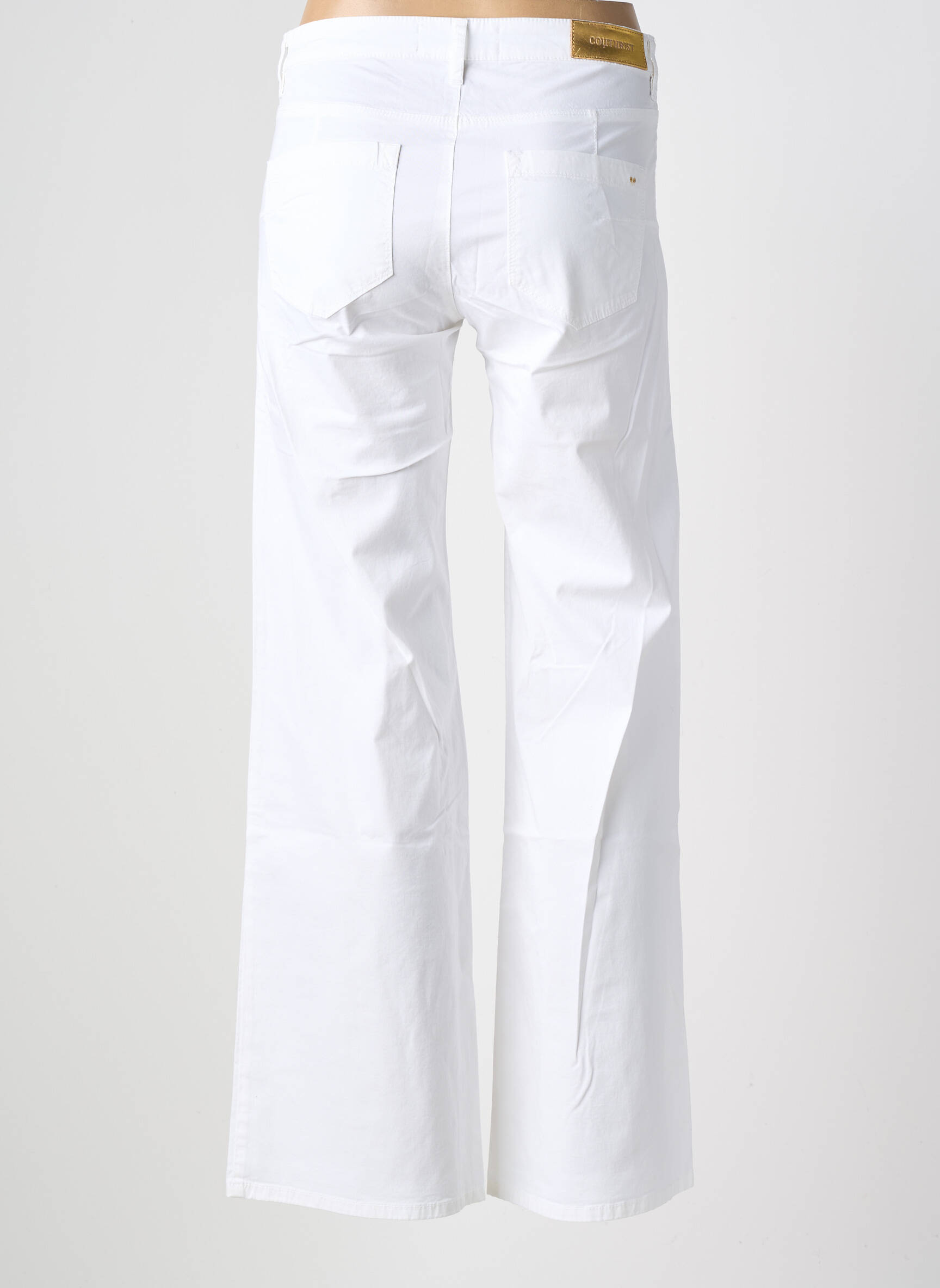 Pantalon droit fermeture zippée sous rabat boutonné taille normale blanc COUTURIST femme
