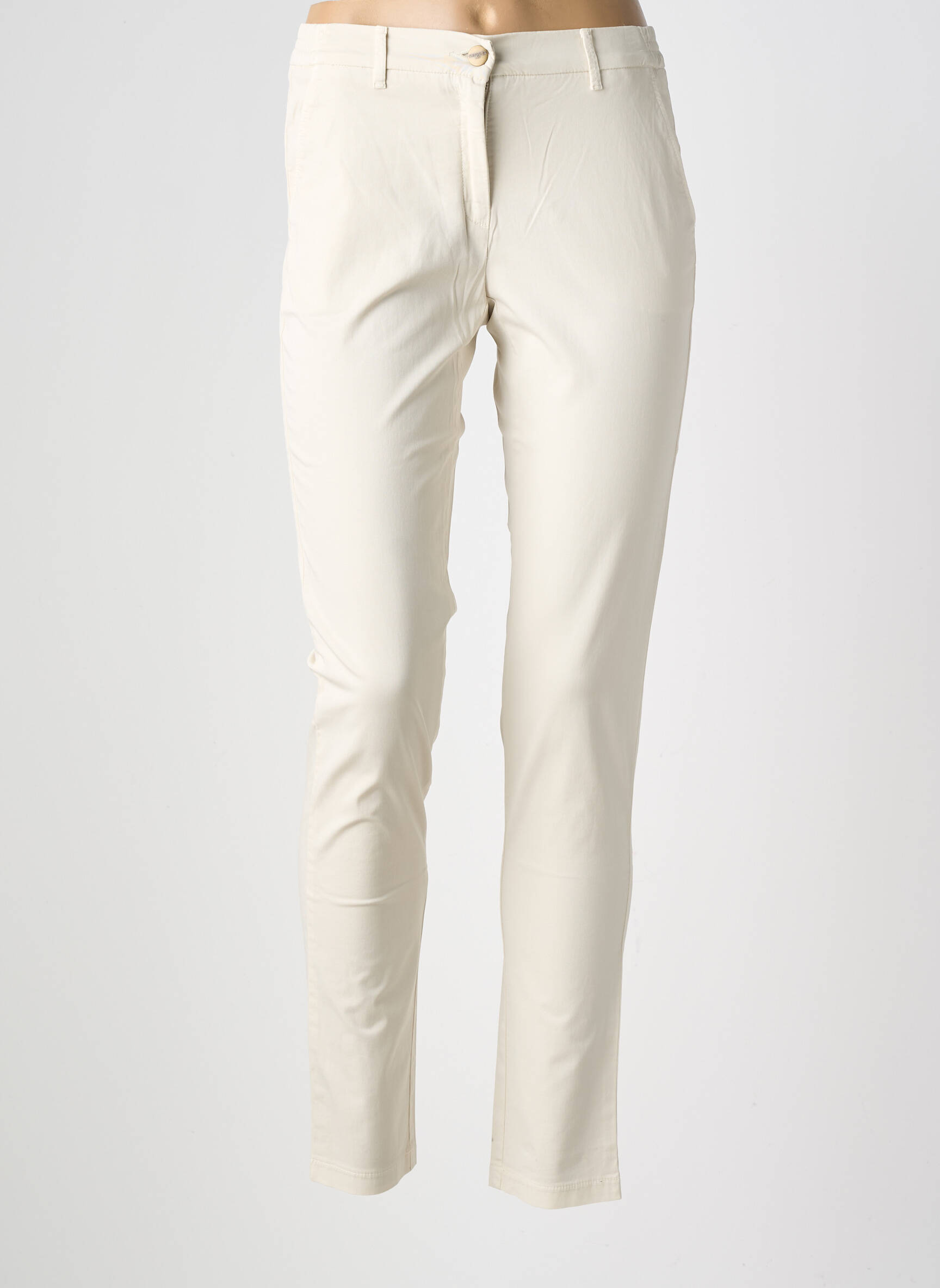 Pantalon chino tissage popeline taille normale beige COUTURIST femme