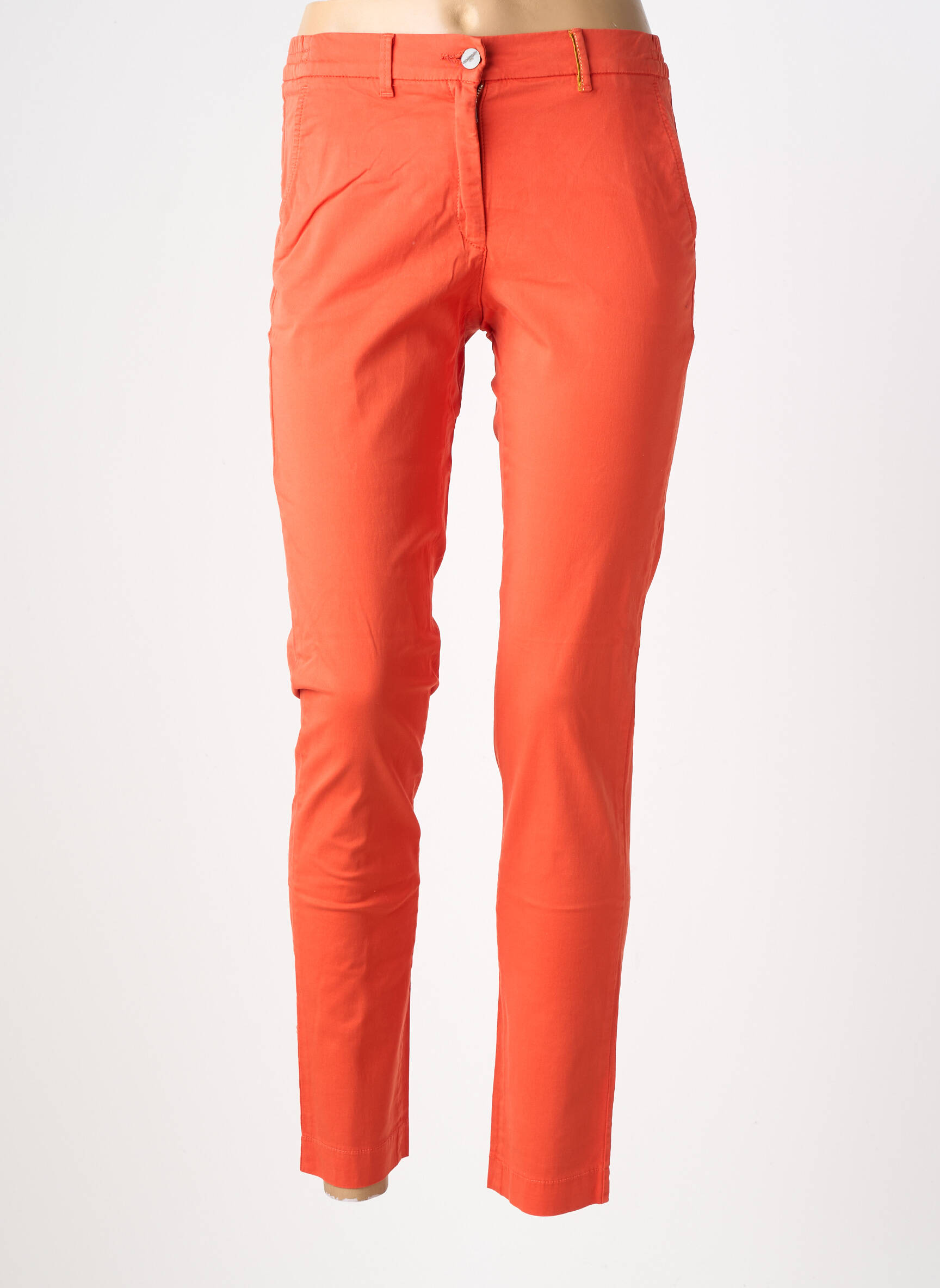 Pantalon chino tissage popeline taille normale orange COUTURIST femme