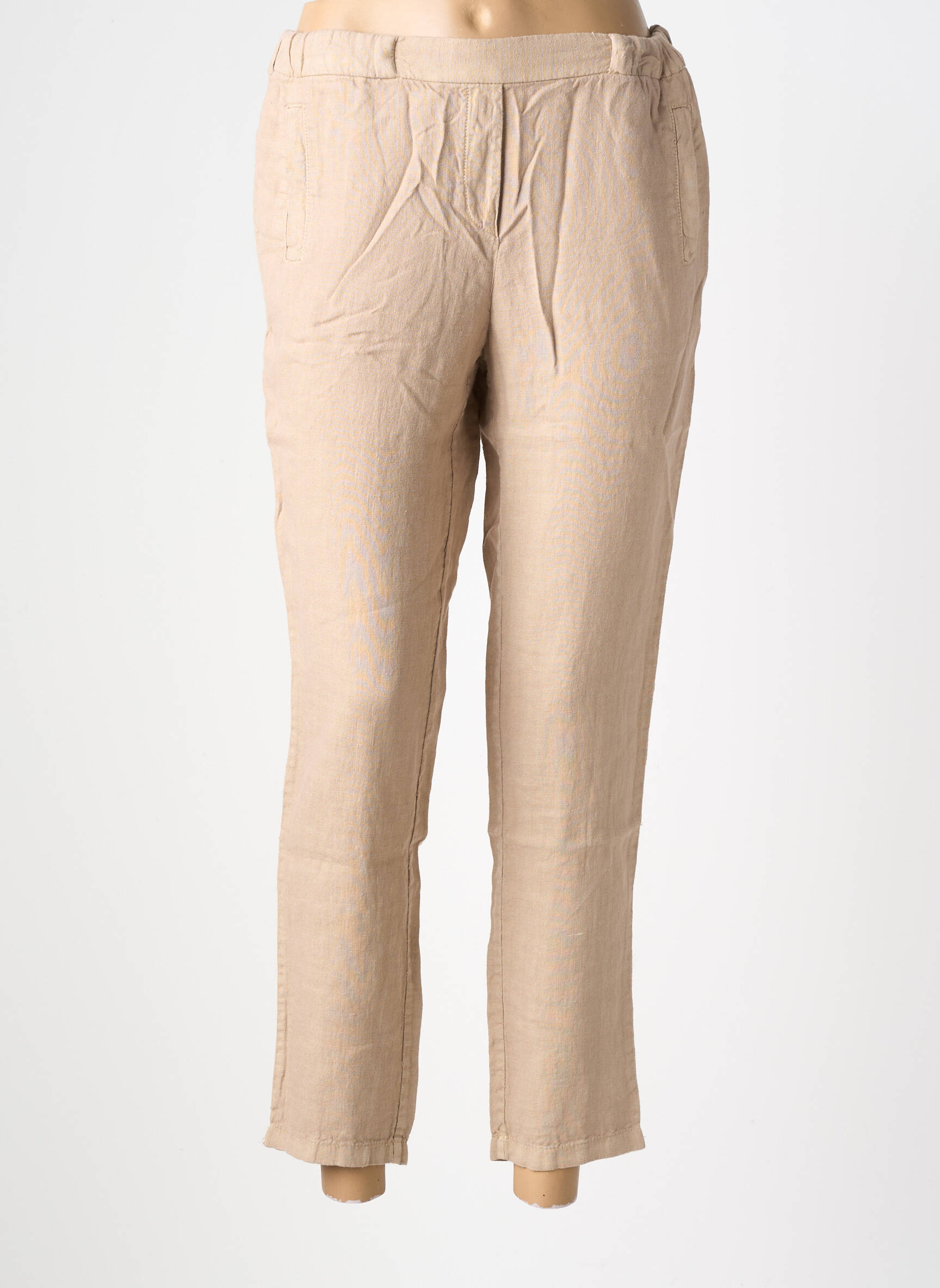 Pantalon 7/8 taille élastique taille normale beige COUTURIST femme