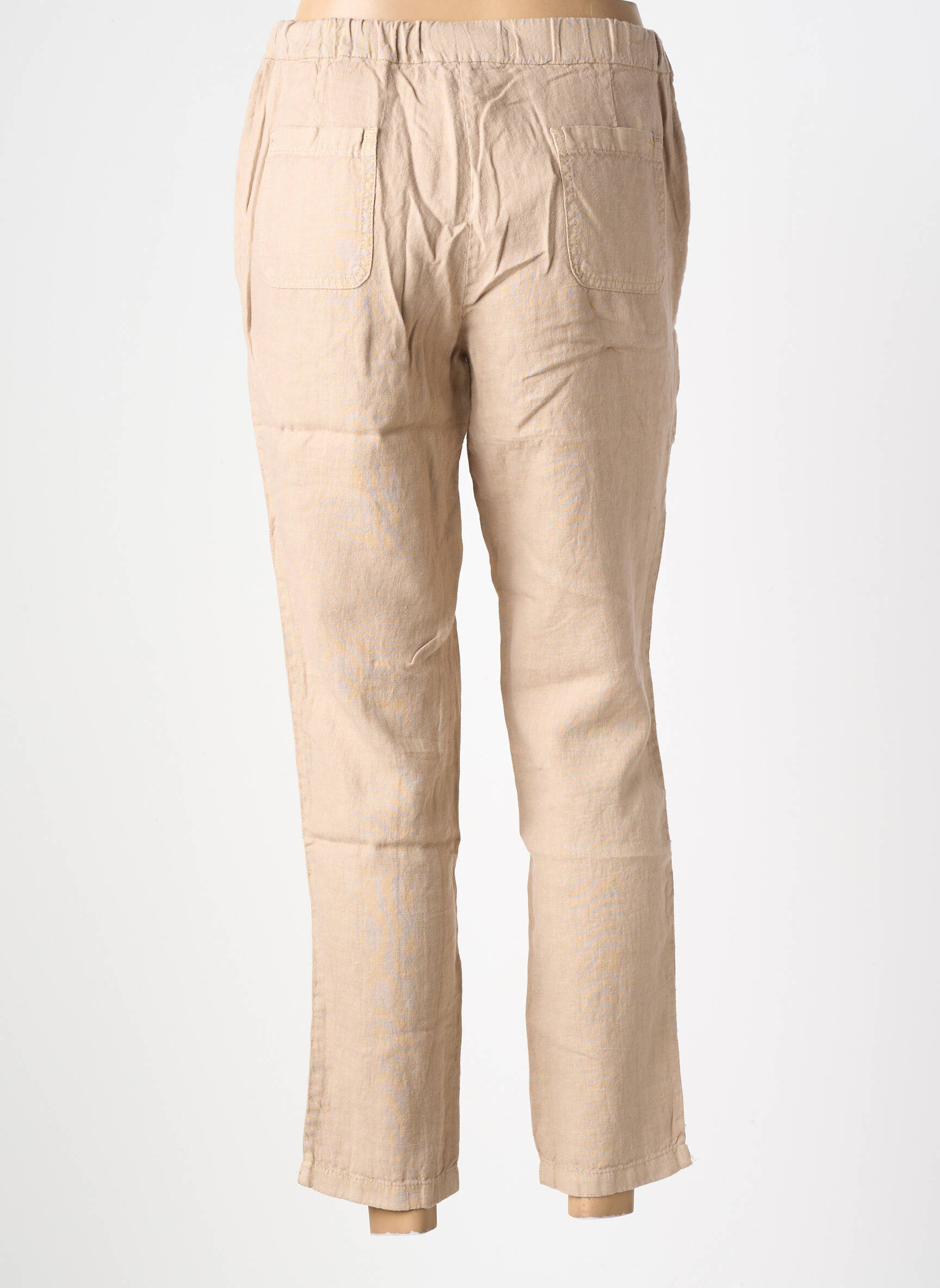 Pantalon 7/8 taille élastique taille normale beige COUTURIST femme