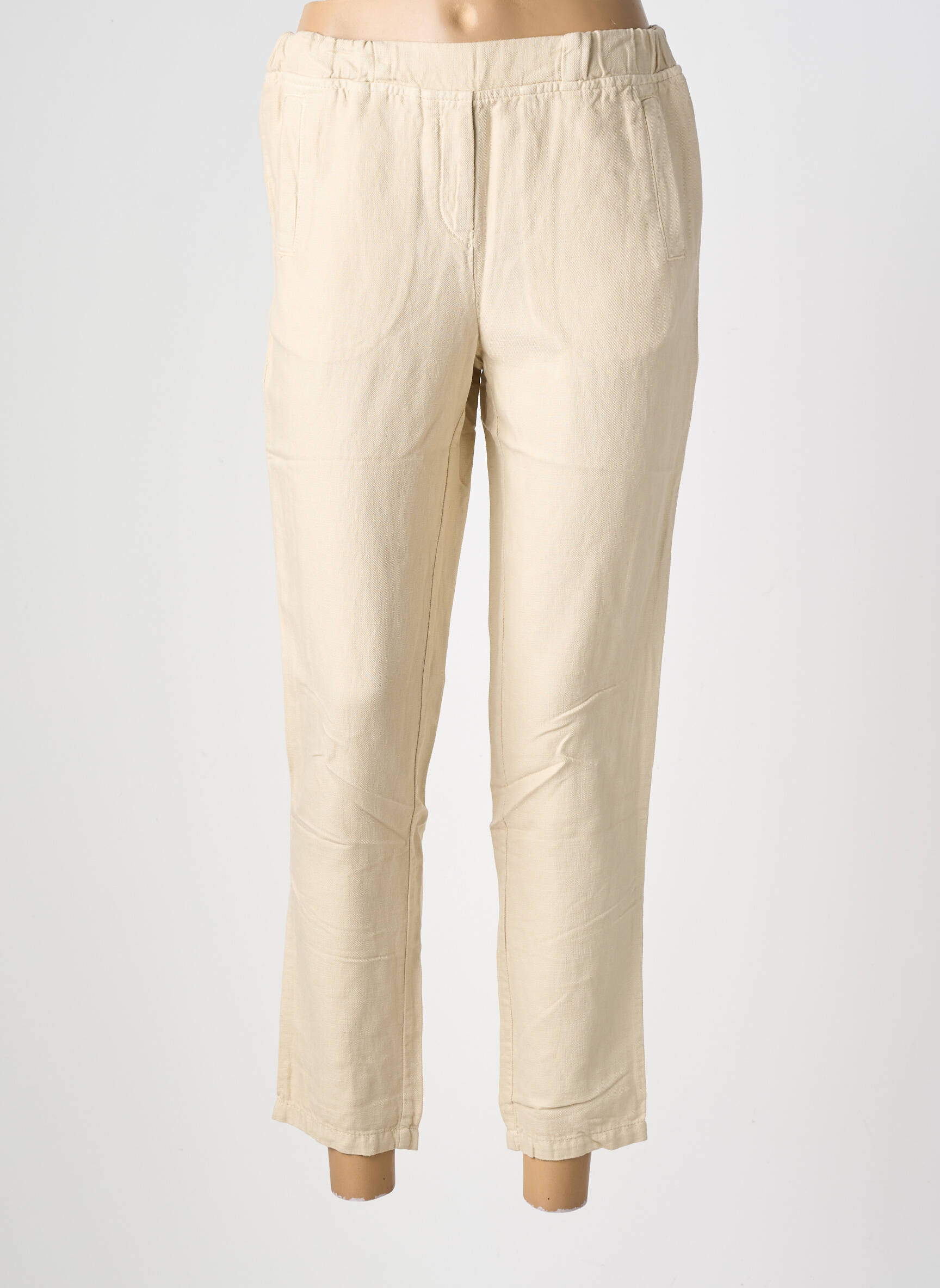 Pantalon 7/8 taille élastique taille normale beige COUTURIST femme