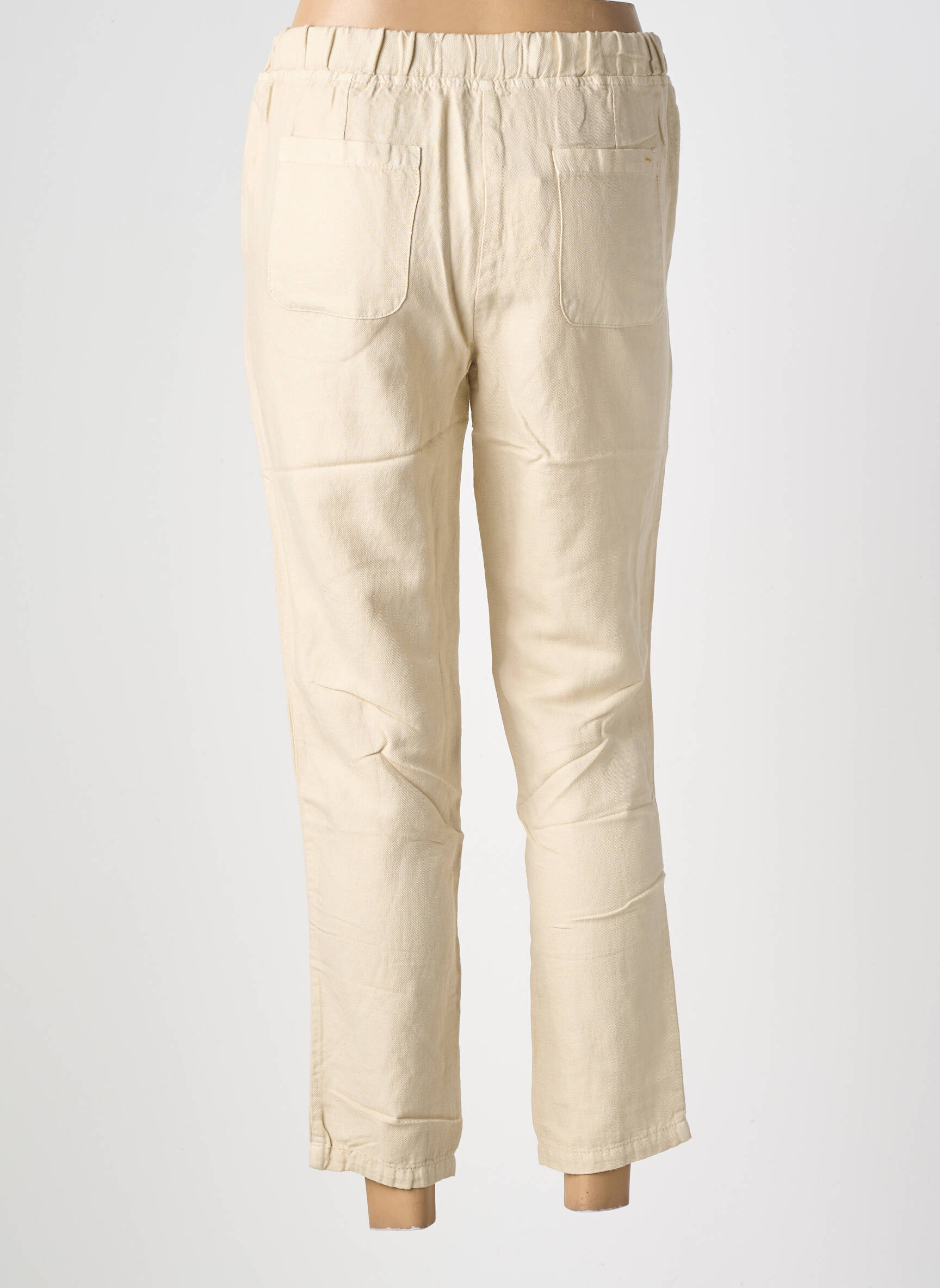Pantalon 7/8 taille élastique taille normale beige COUTURIST femme