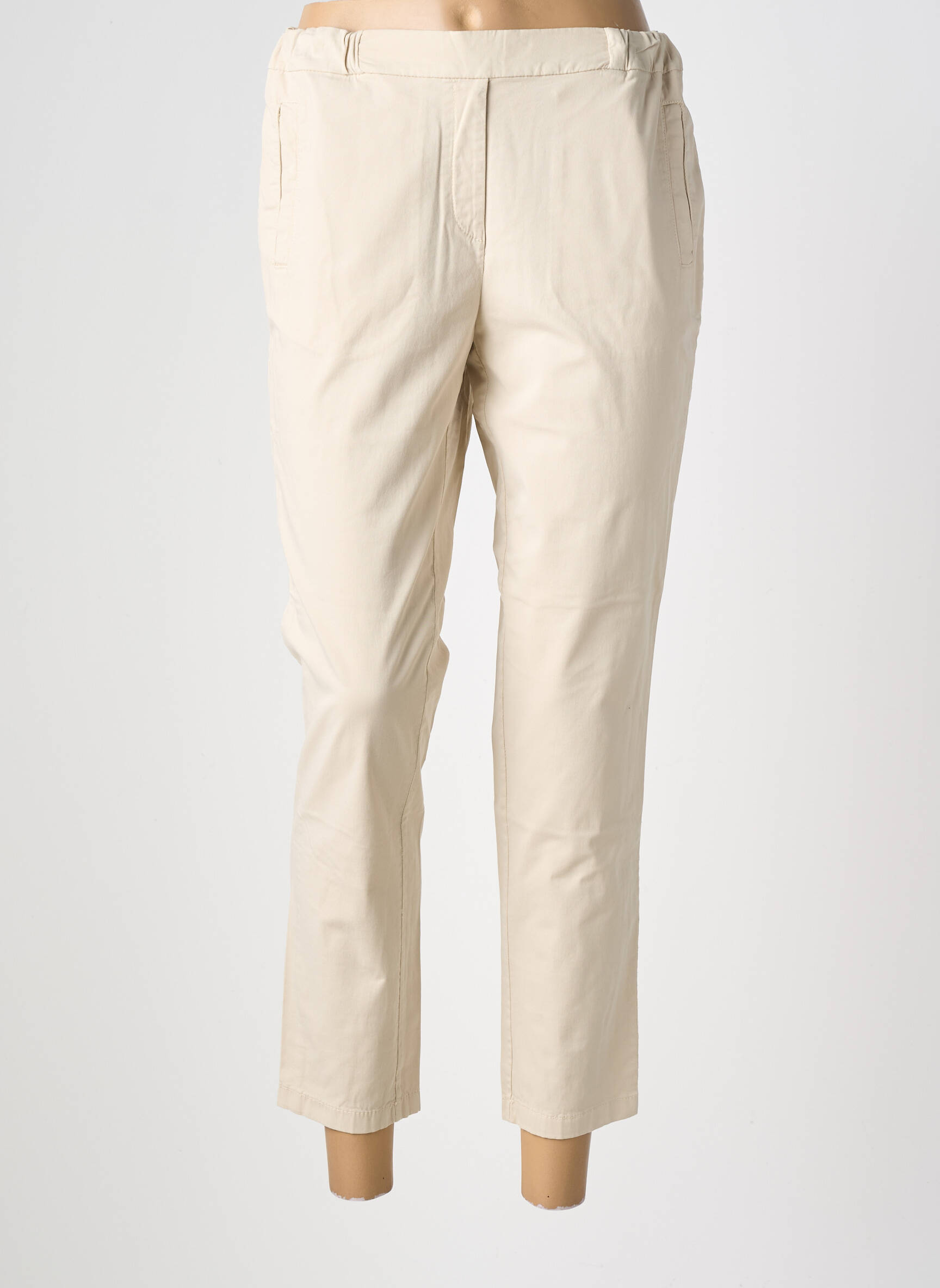 Pantalon 7/8 taille élastique taille normale beige COUTURIST femme