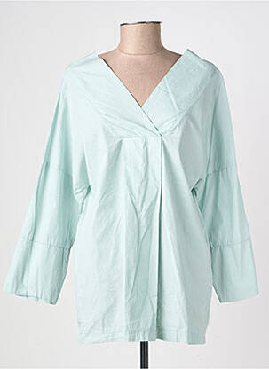 Blouse tissage popeline manches longues bleu NÜ femme