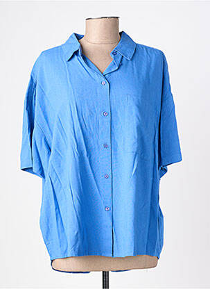 Chemisier tissage popeline manches 3/4 bleu GARCIA femme
