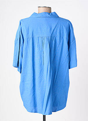 Chemisier tissage popeline manches 3/4 bleu GARCIA femme