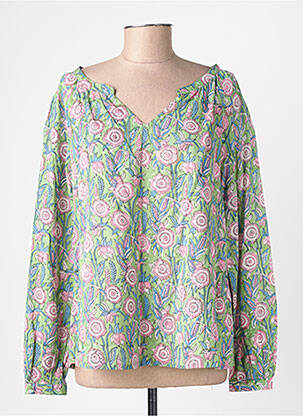 Blouse tissage popeline manches longues vert LA FIANCEE D'ARTHUR femme