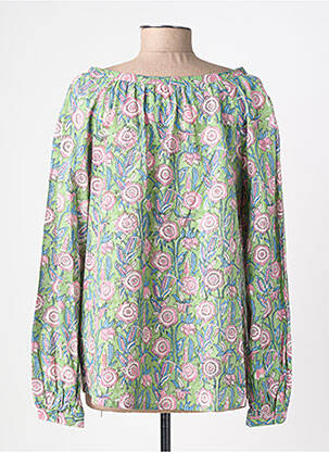 Blouse tissage popeline manches longues vert LA FIANCEE D'ARTHUR femme